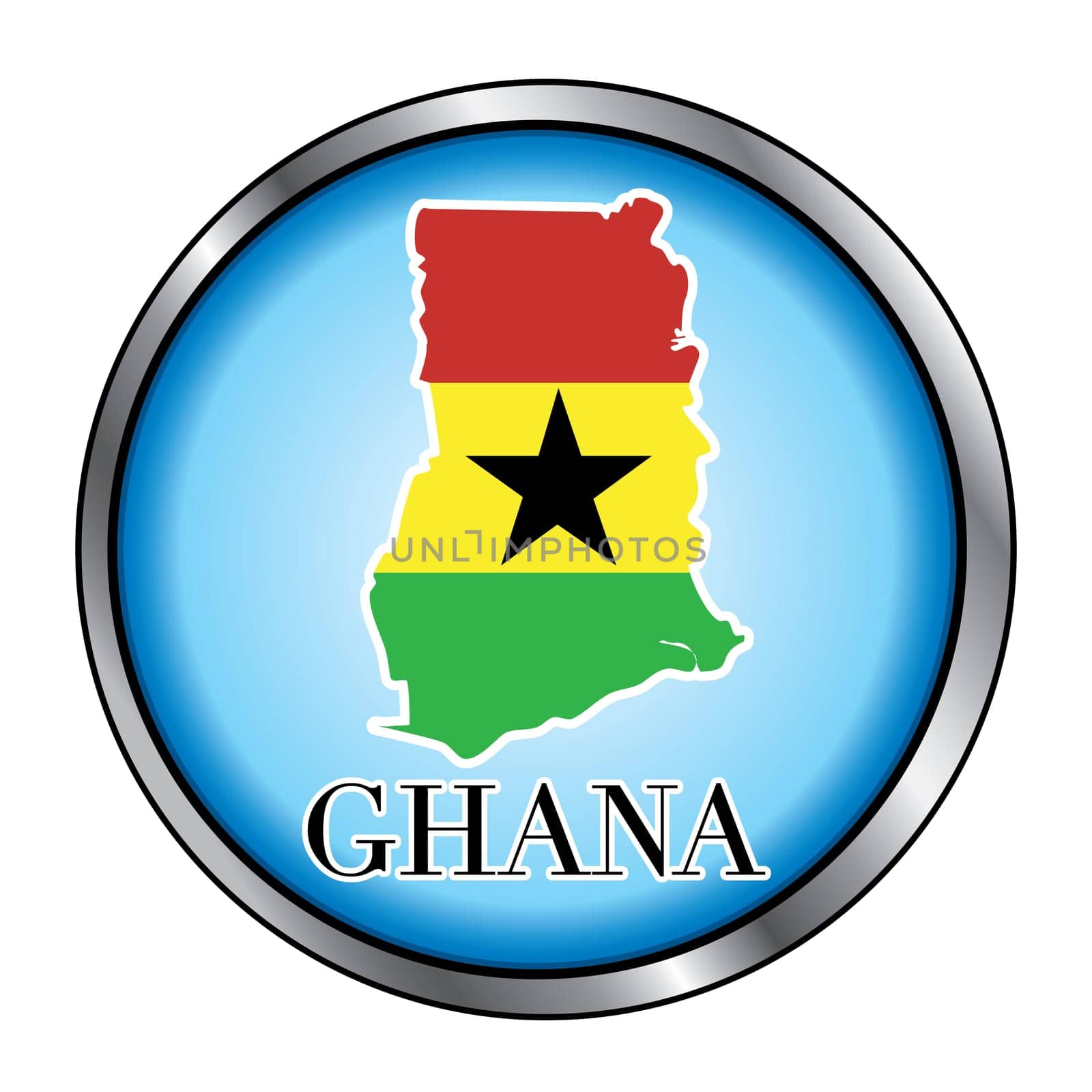 Vector Illustration for the country of Ghana Round Button.