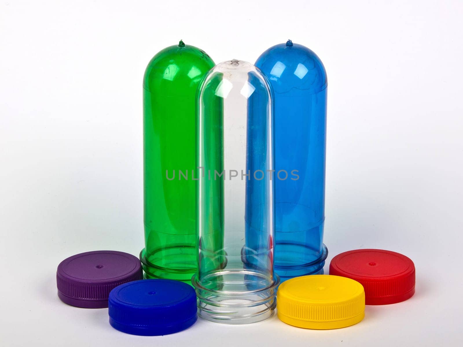 plastic caps and coloured preforms