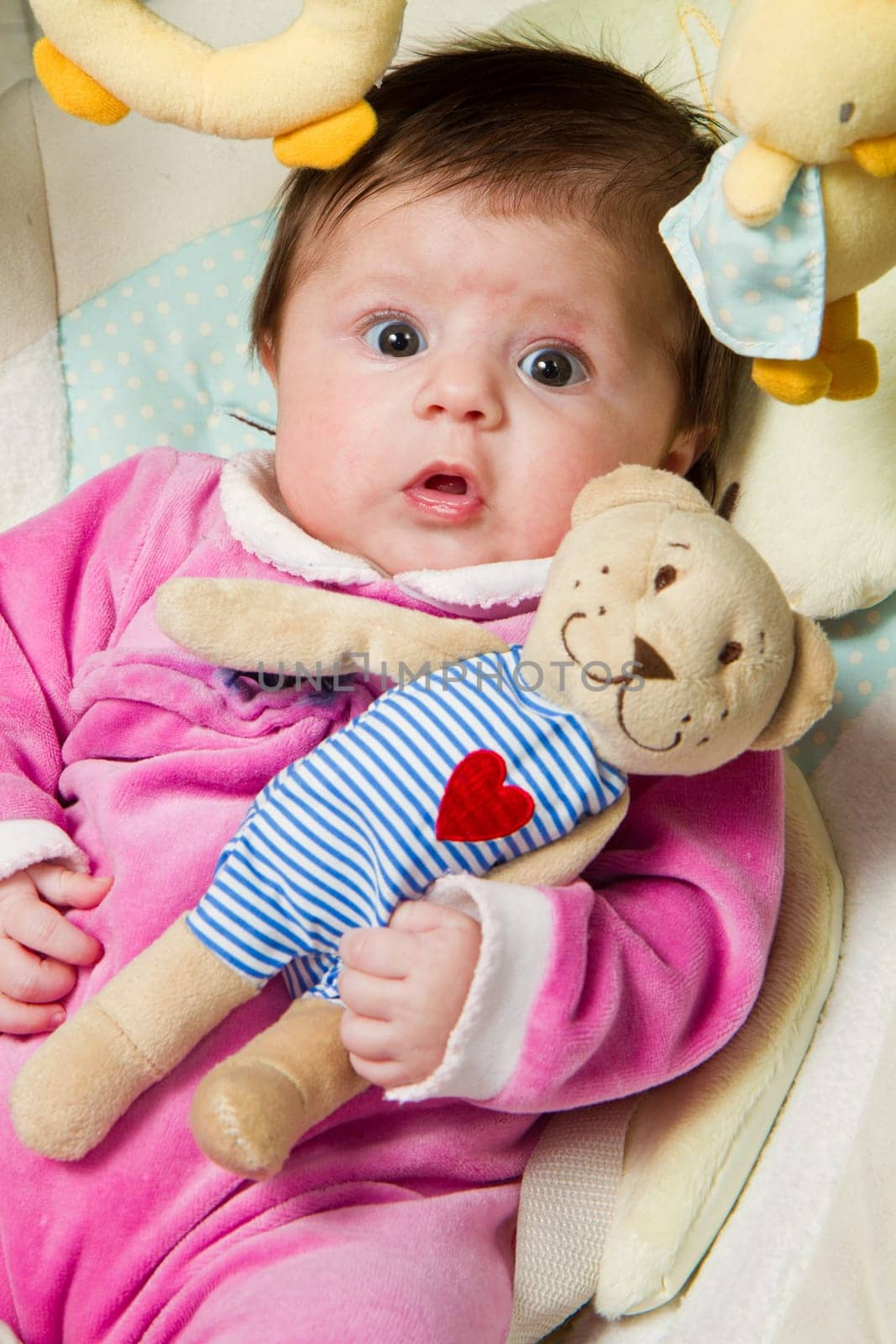 baby girl with teddy bear