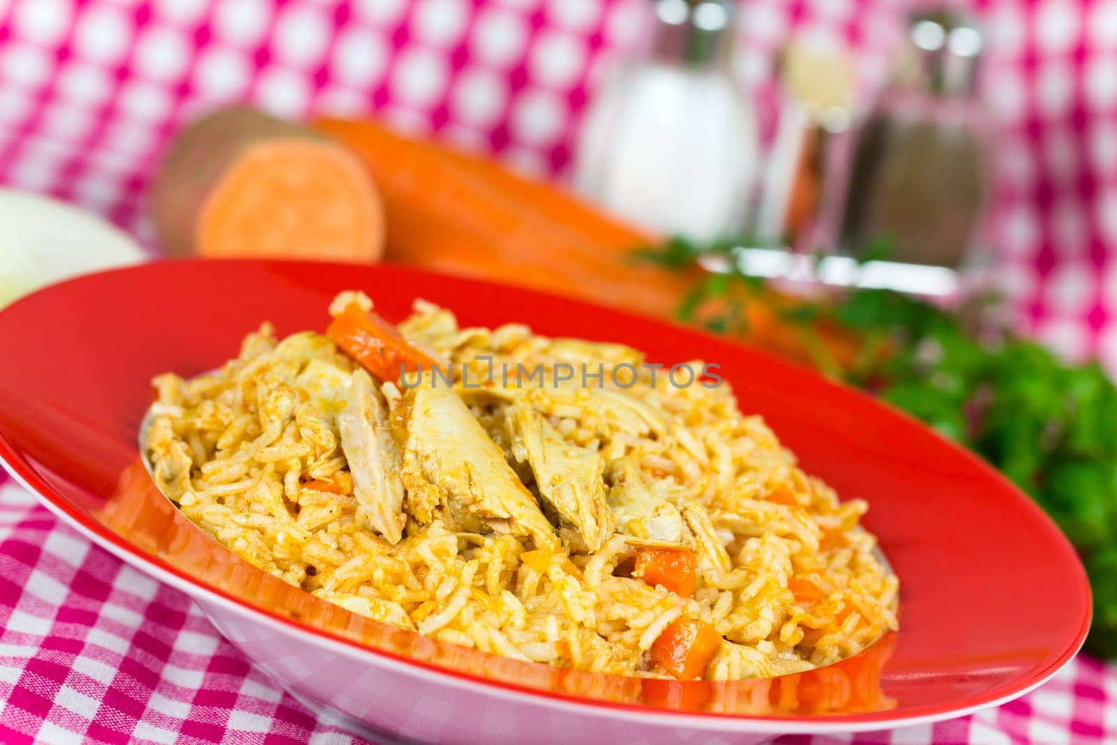 Pilaf - Risotto with meat and curry