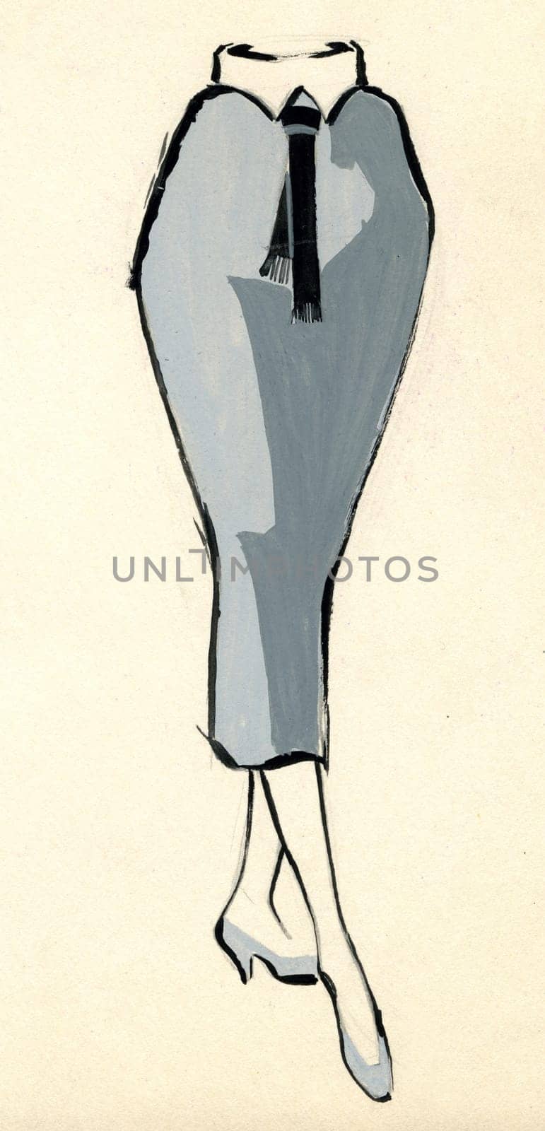 Sketch of a woman skirt over plain background