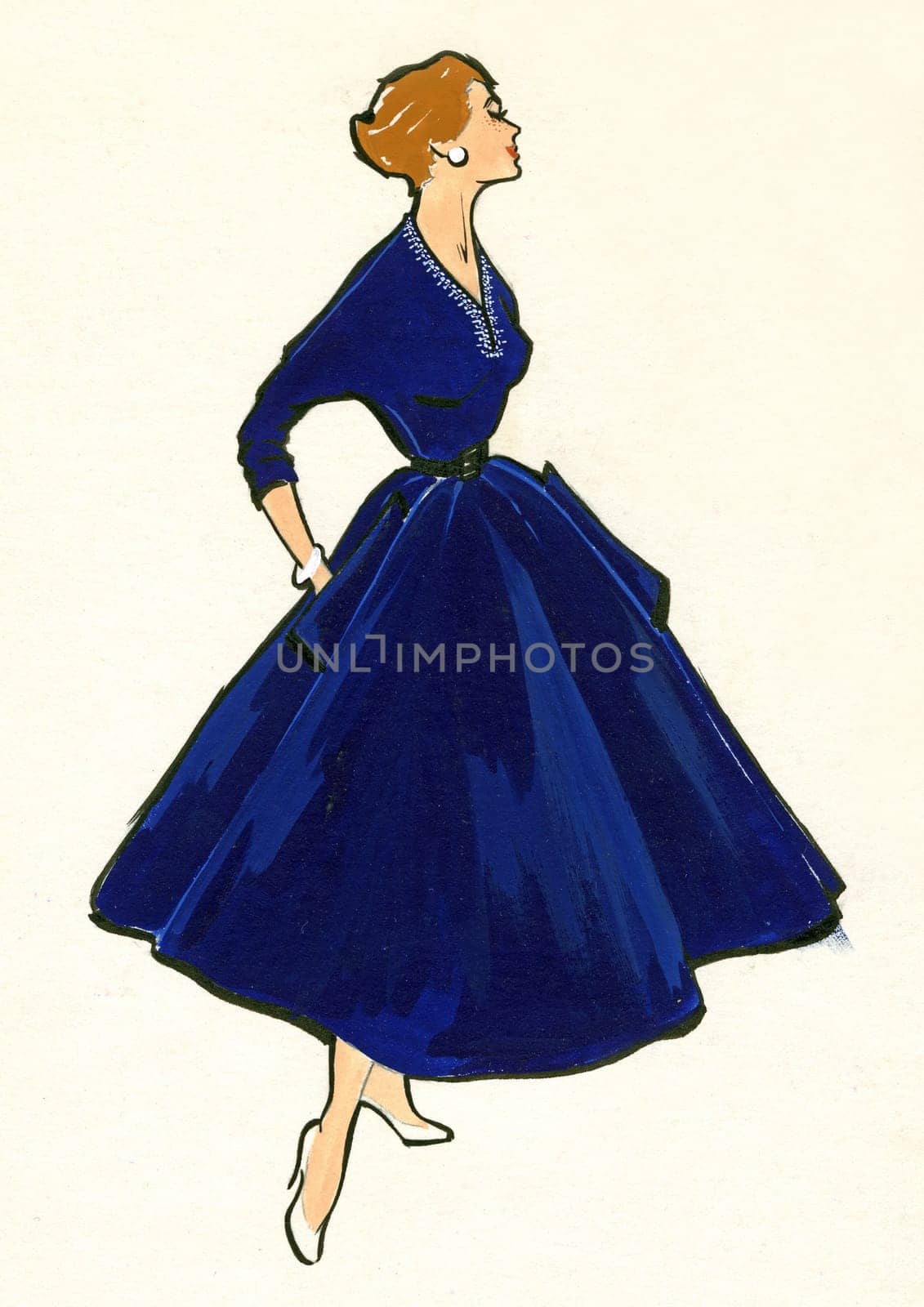 Sketch of a woman dress over plain background