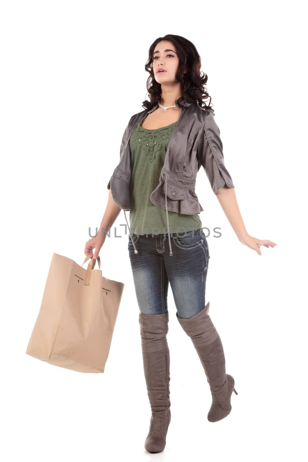 beautiful young teenage woman with shopping bag