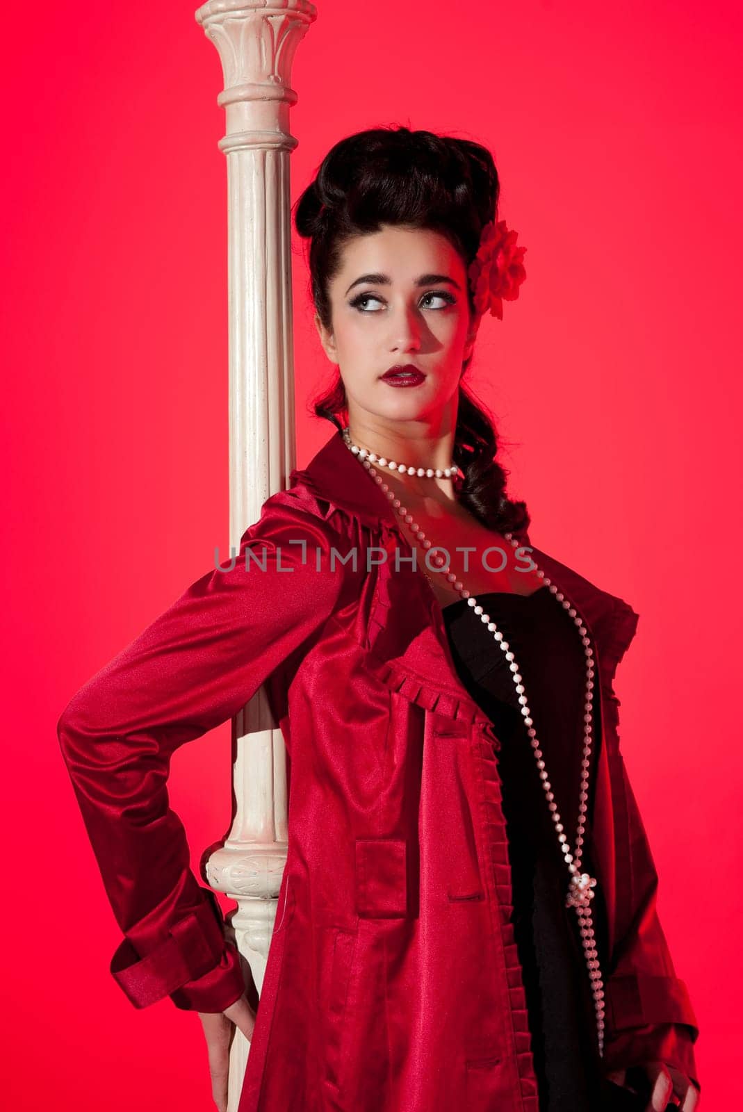 beautiful young woman fashion model in studio