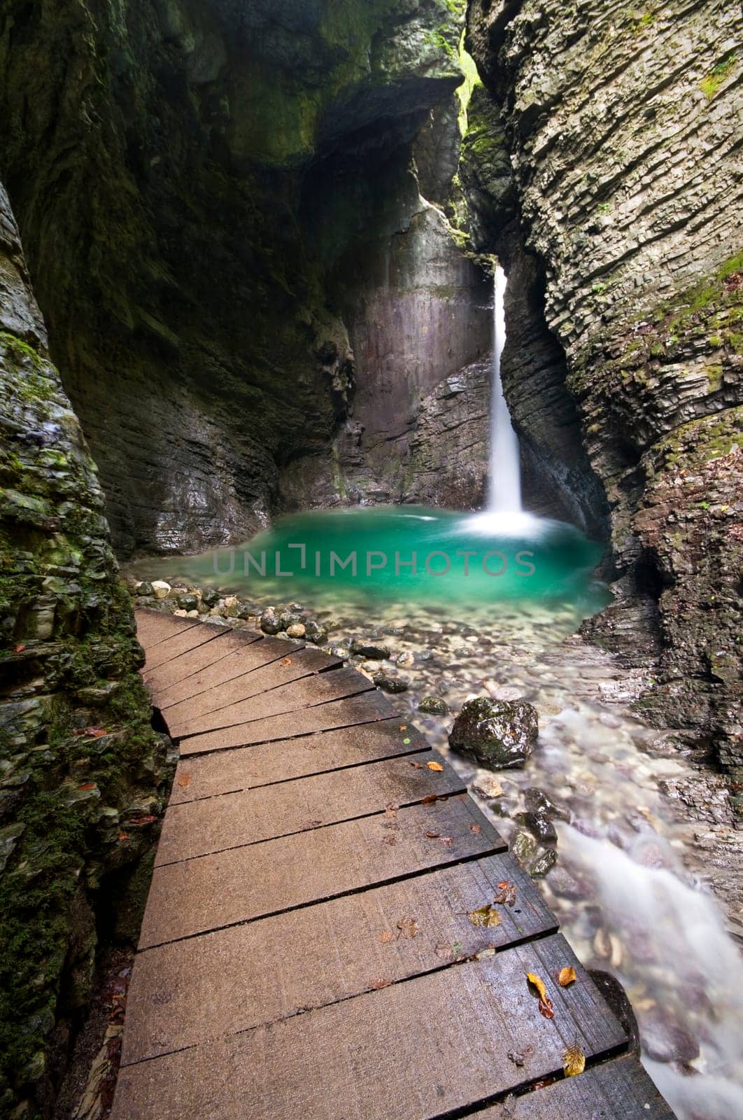 Fifteen meter high Kozjak waterfall in Slovenia