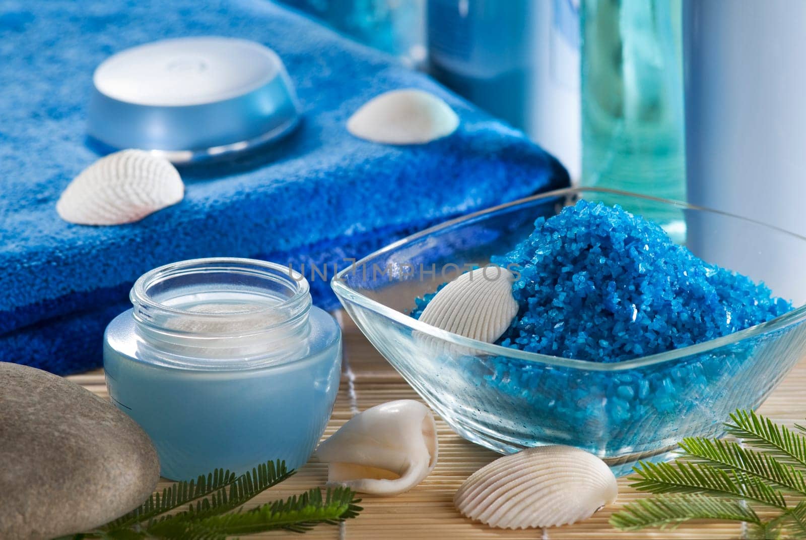herbal salt and towel - spa and body care background