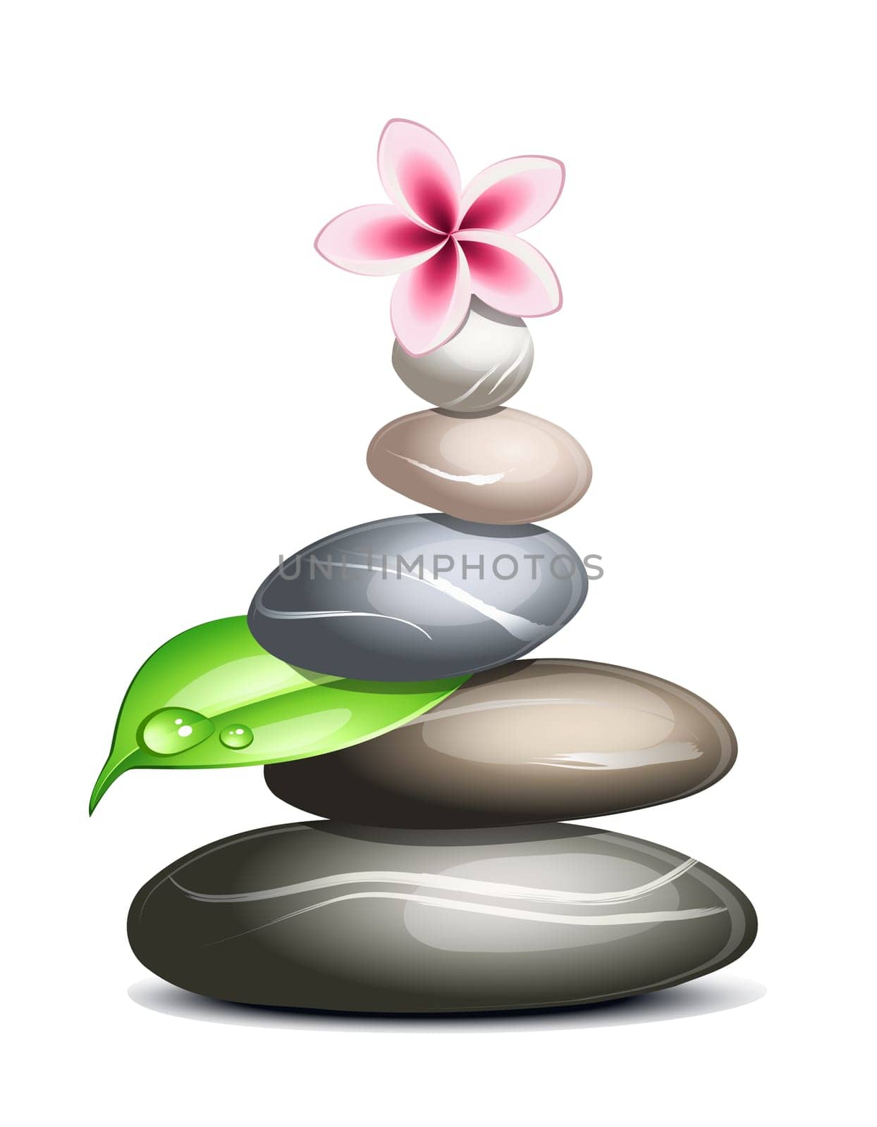 Colored pebbles in a pile over white