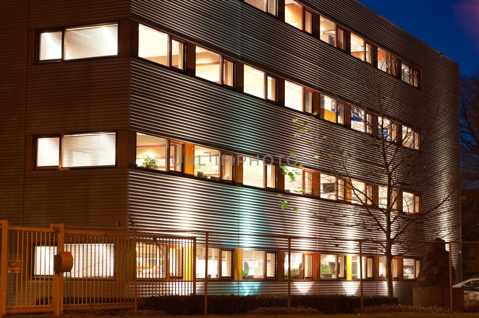 modern office building at evening