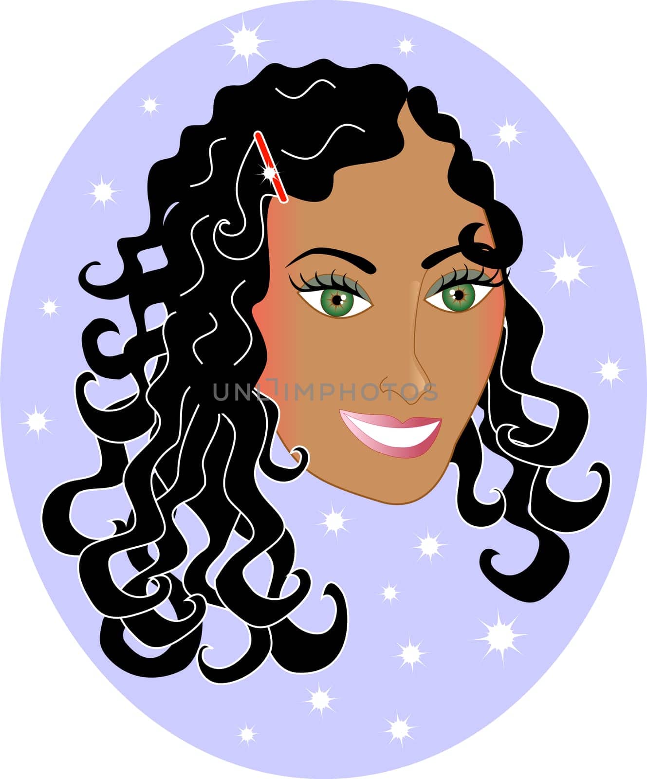 Pretty young woman avatar, great for personalization or cards.