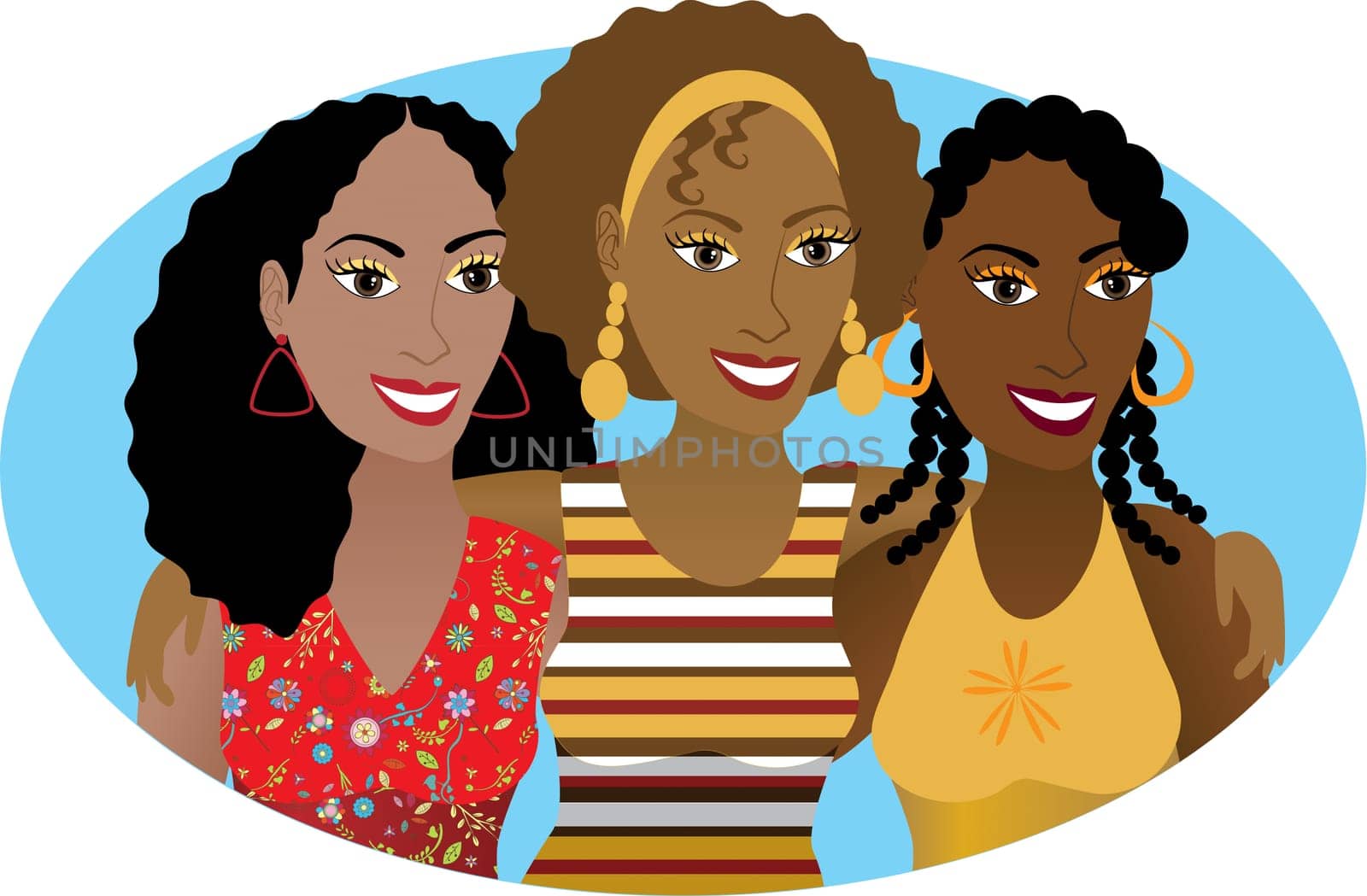 Vector Illustration of 3 friends or sisters.