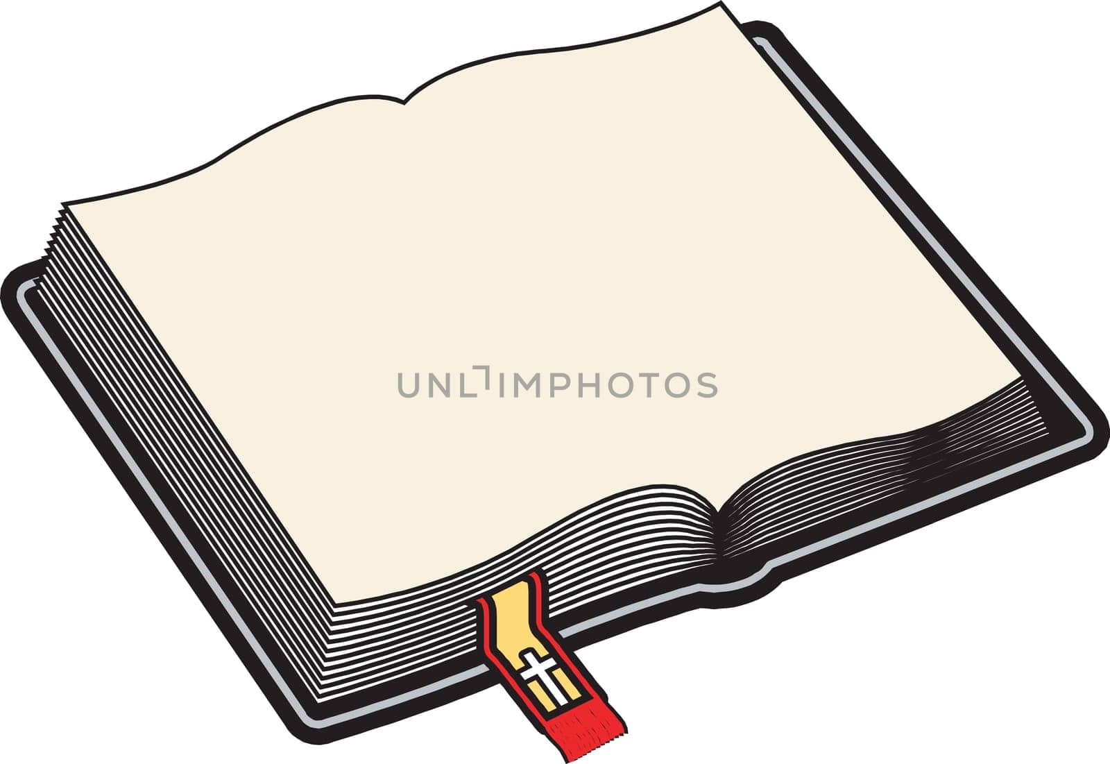 Church Icons Vector, Illustration of Blank Open Bible.
