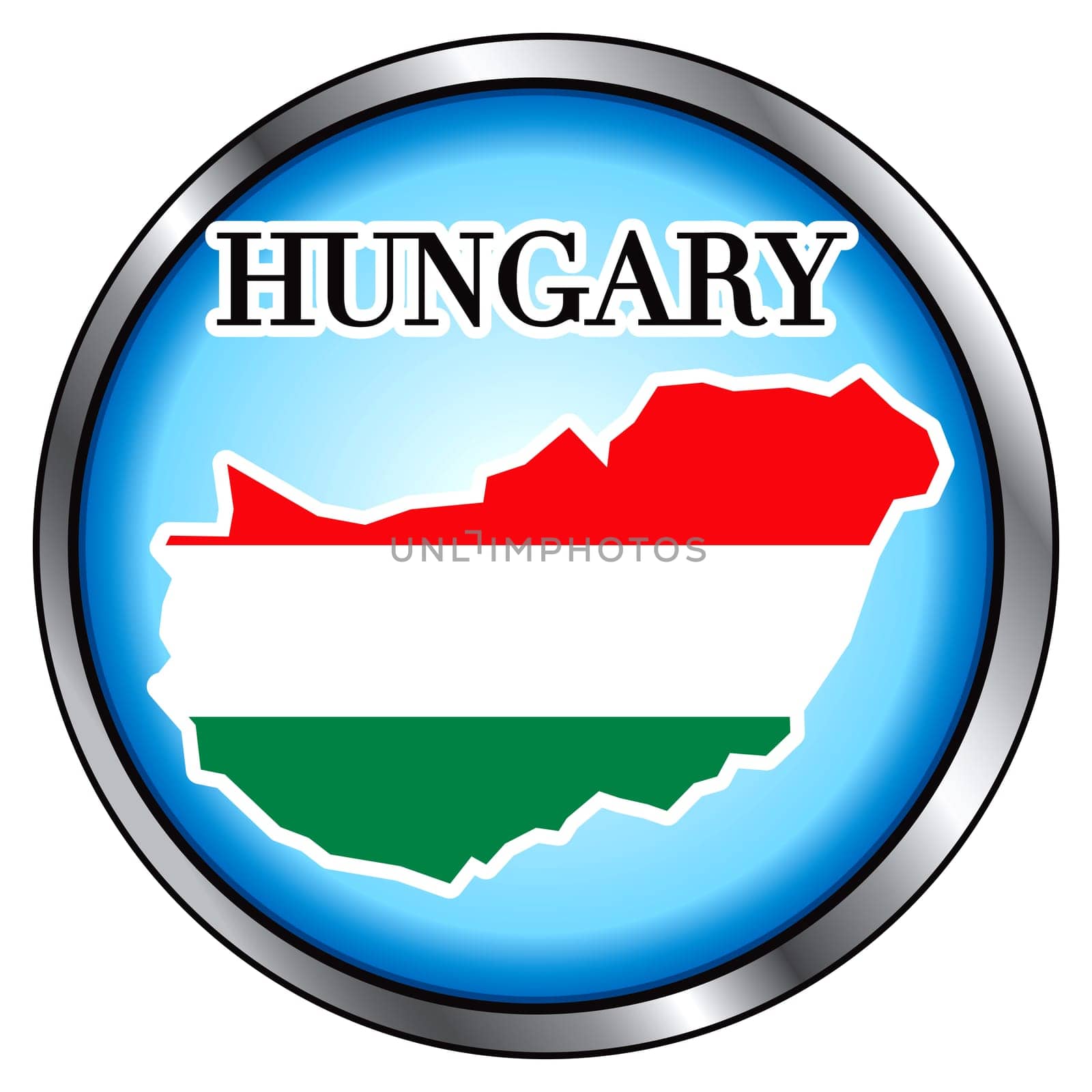 Vector Illustration for the Hungary, Round Button.