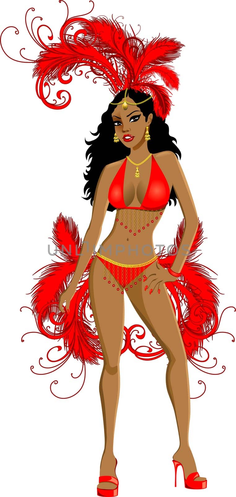Vector Illustration for carnival costume or las vegas showgirl.