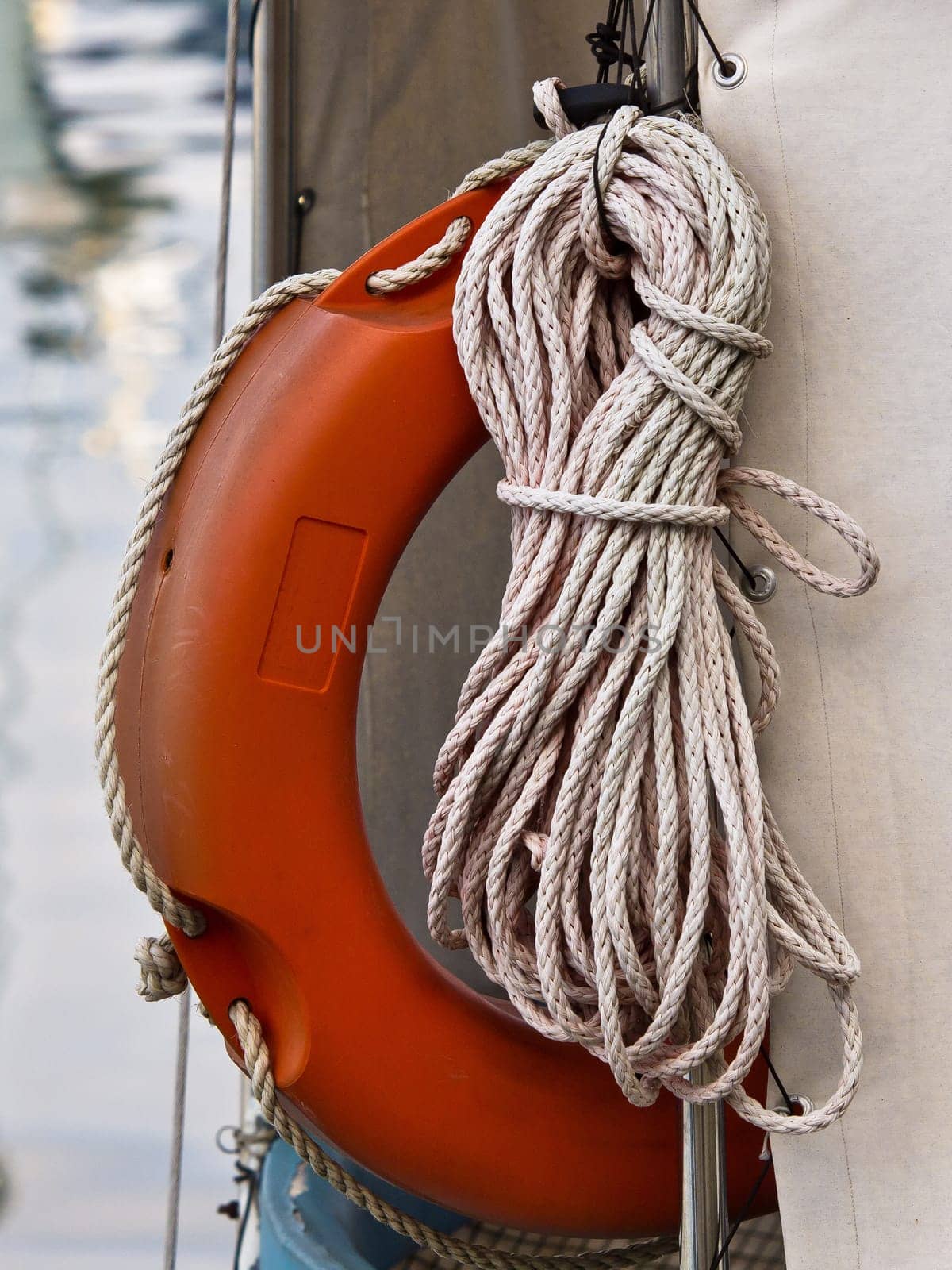 safe belt with ropes on the boat