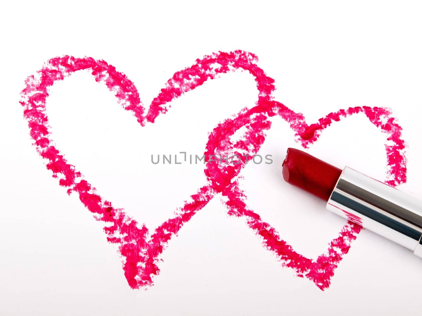 hart pictured by red lipstick for valentine day