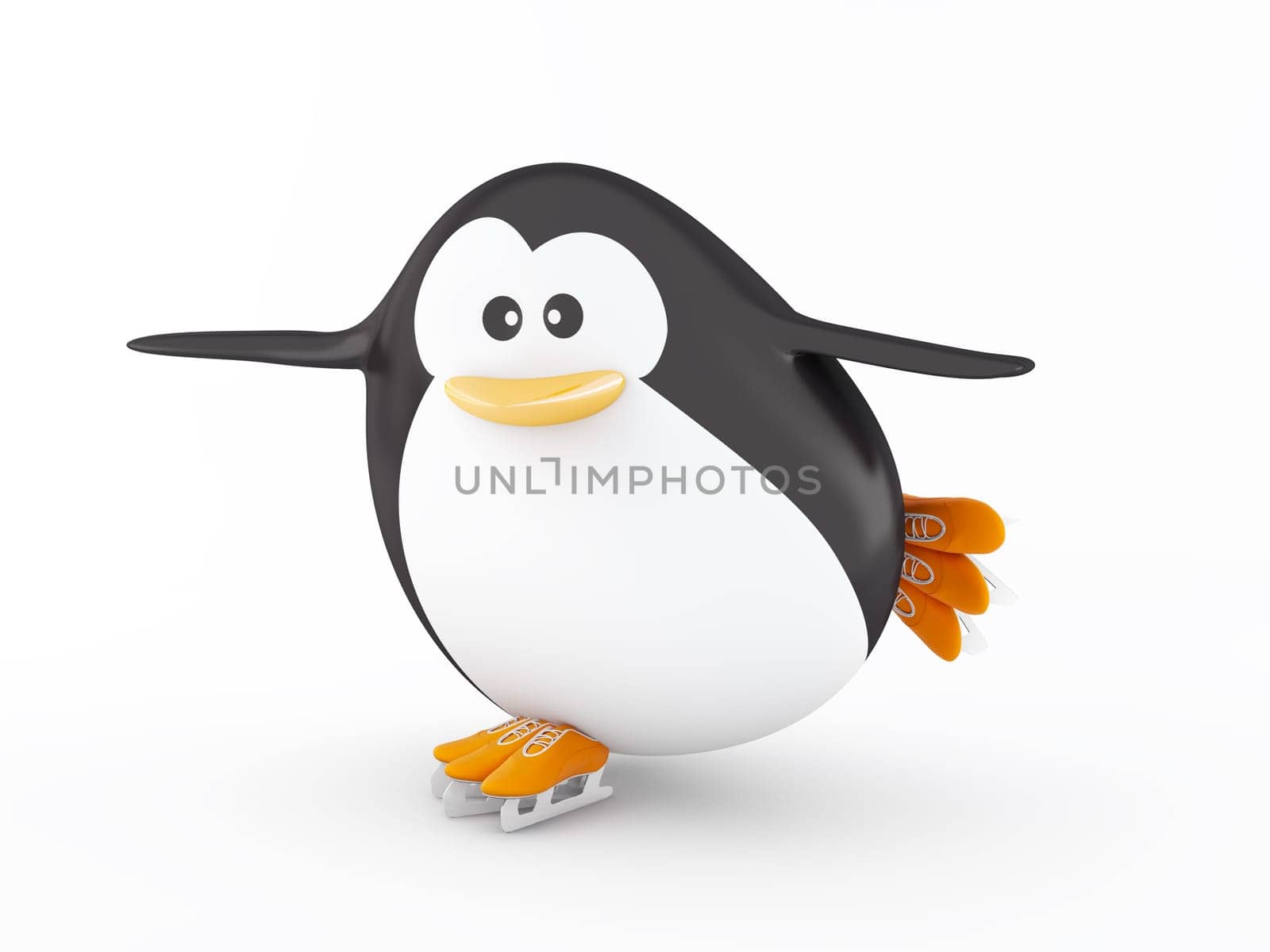 Fat ice skater penguin  - 3D render