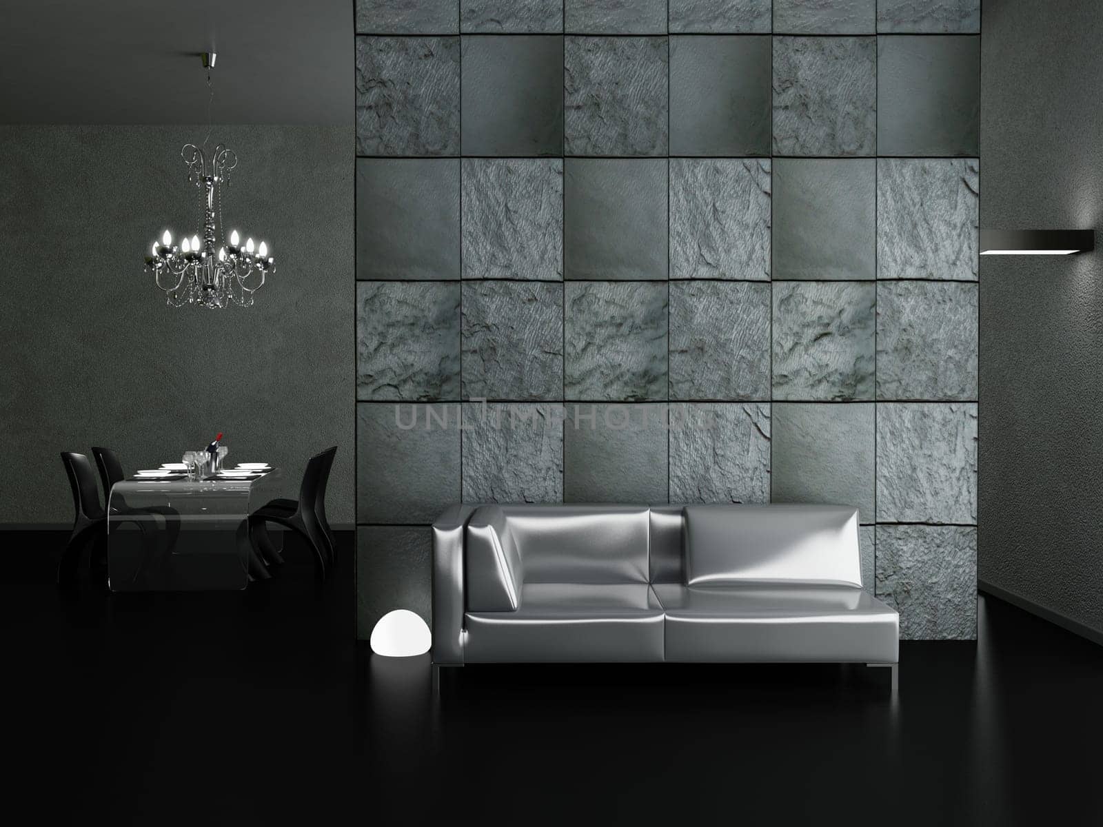 Modern interior (3D render) - Living room