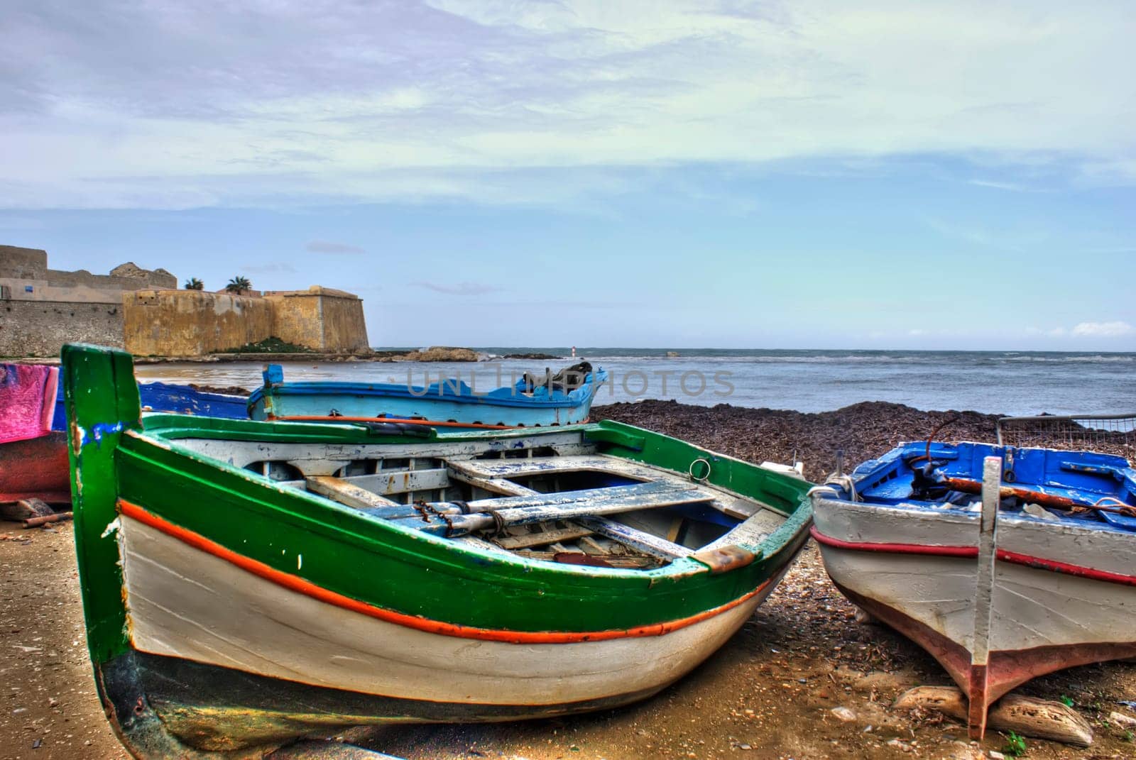 Boats in the marina of trapani in High Dynamic range. Sicily