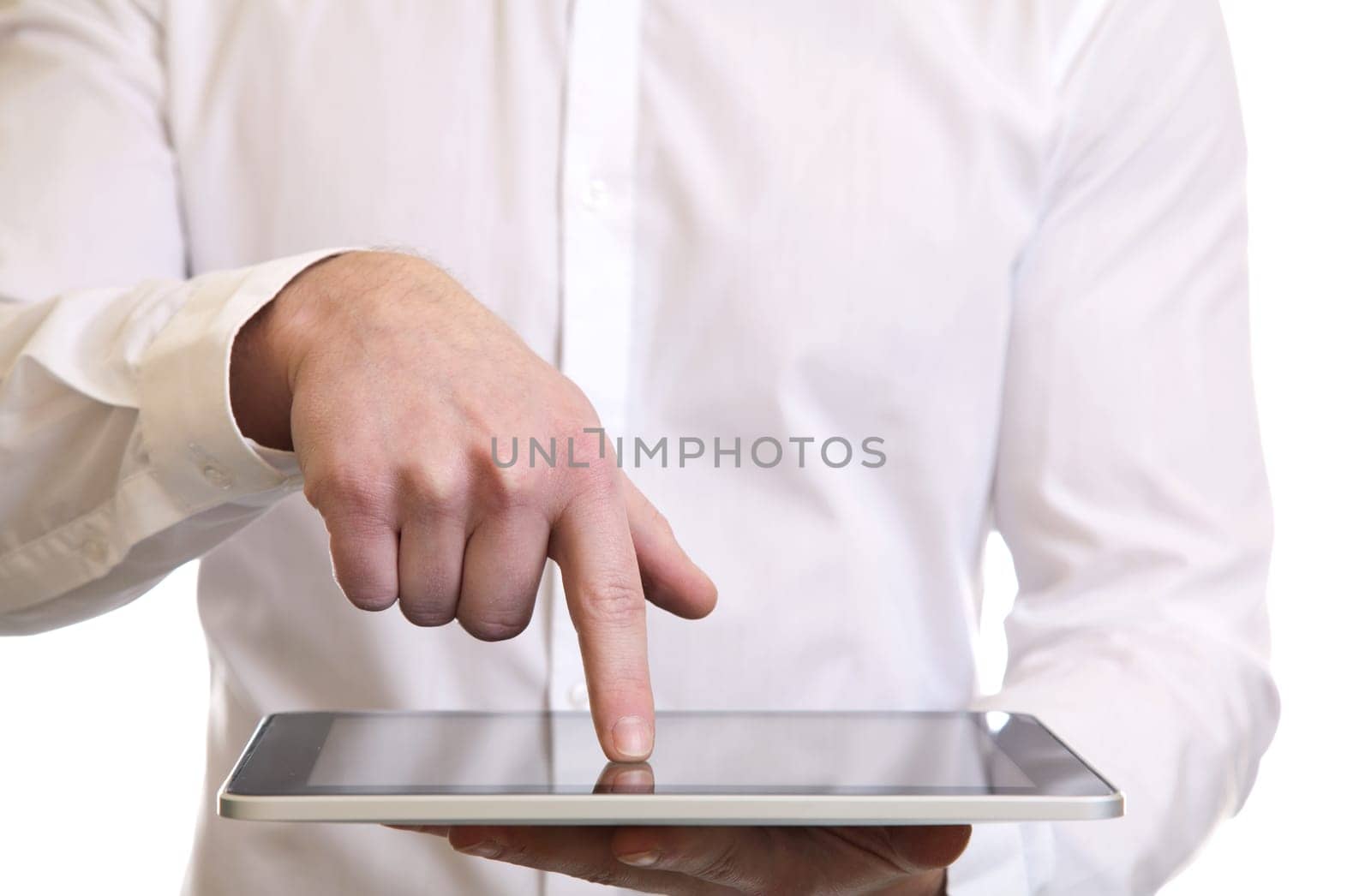 Hands of a businessman using a digital tablet pc