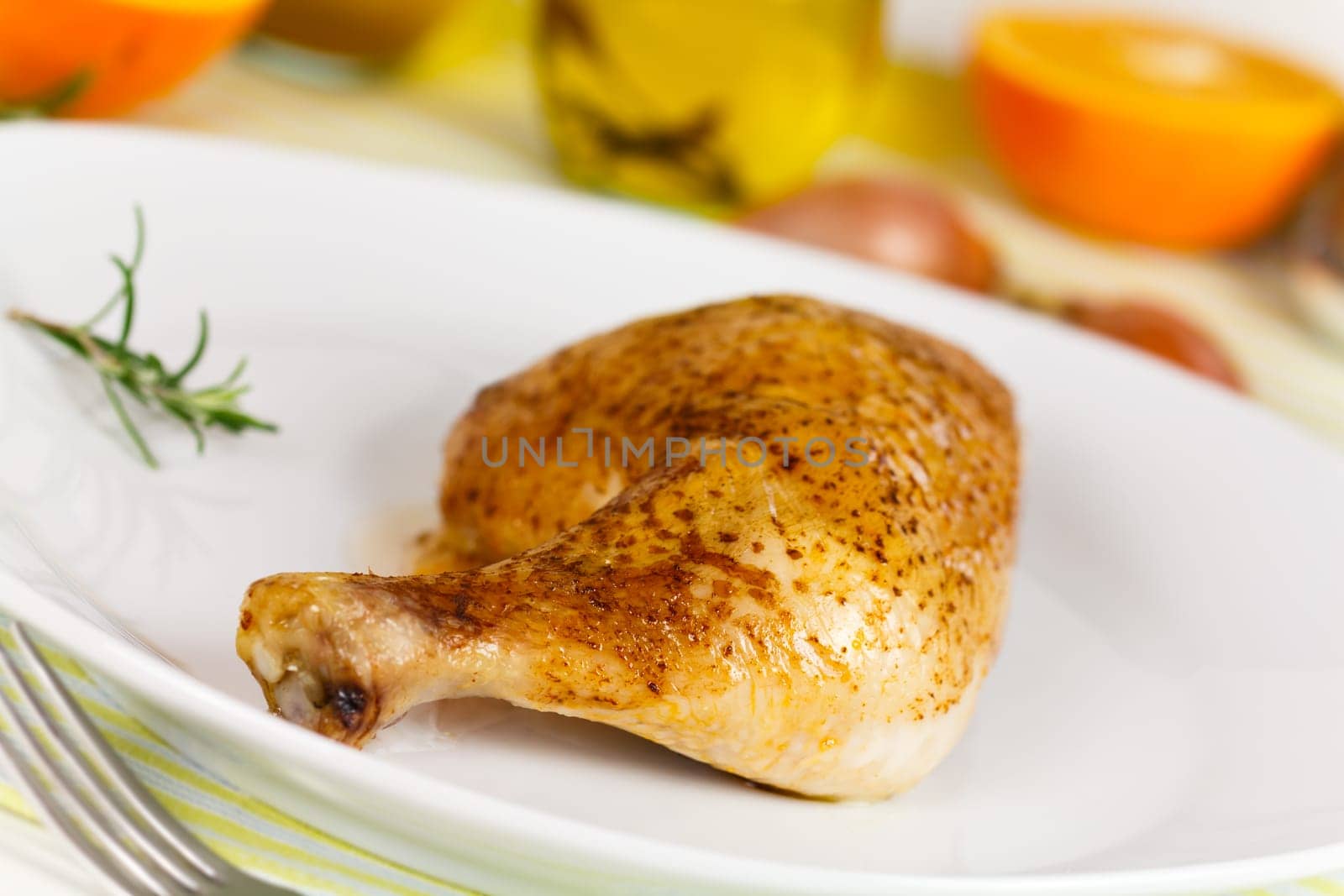 Chicken leg,fried,French fries