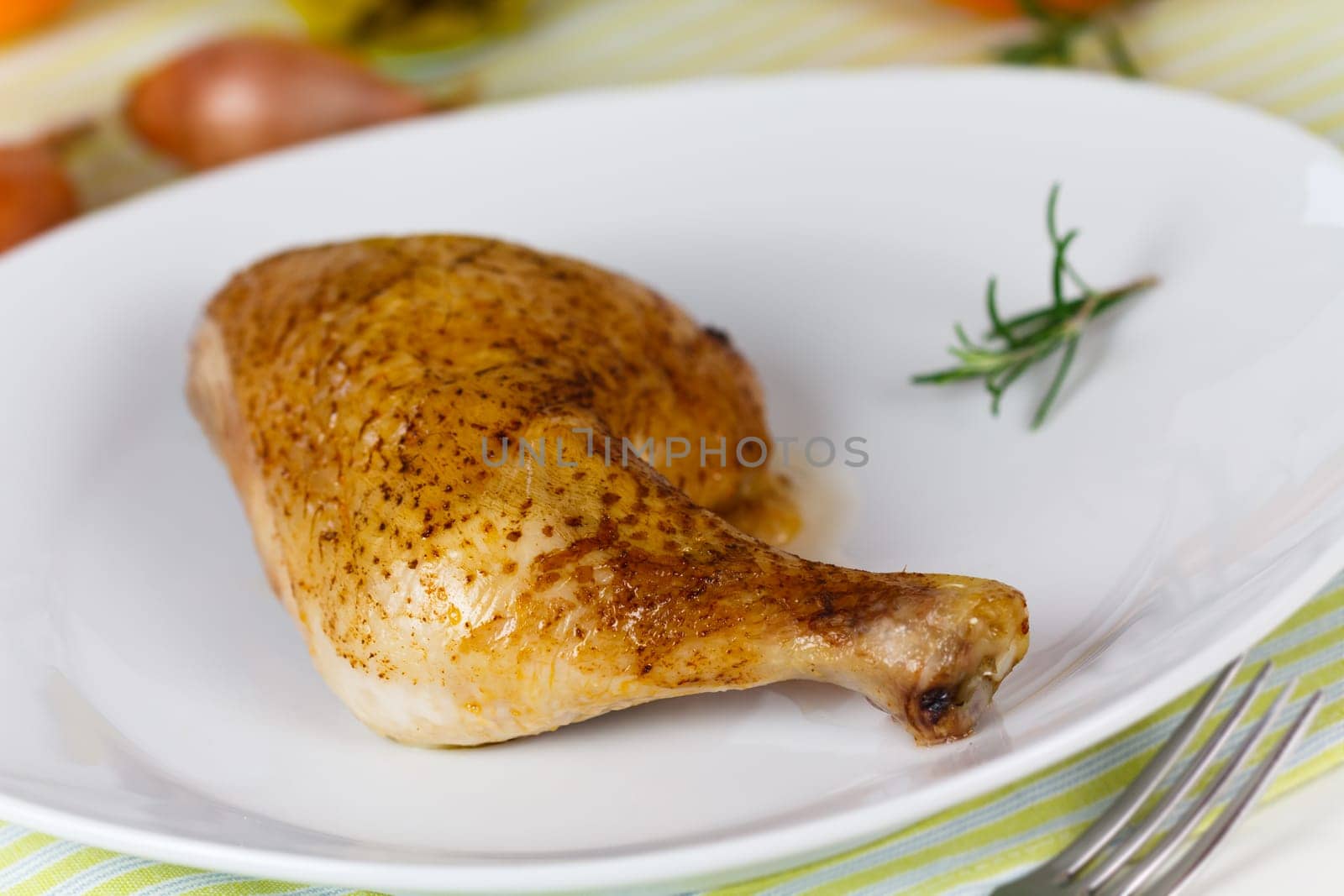 Chicken leg,fried,French fries