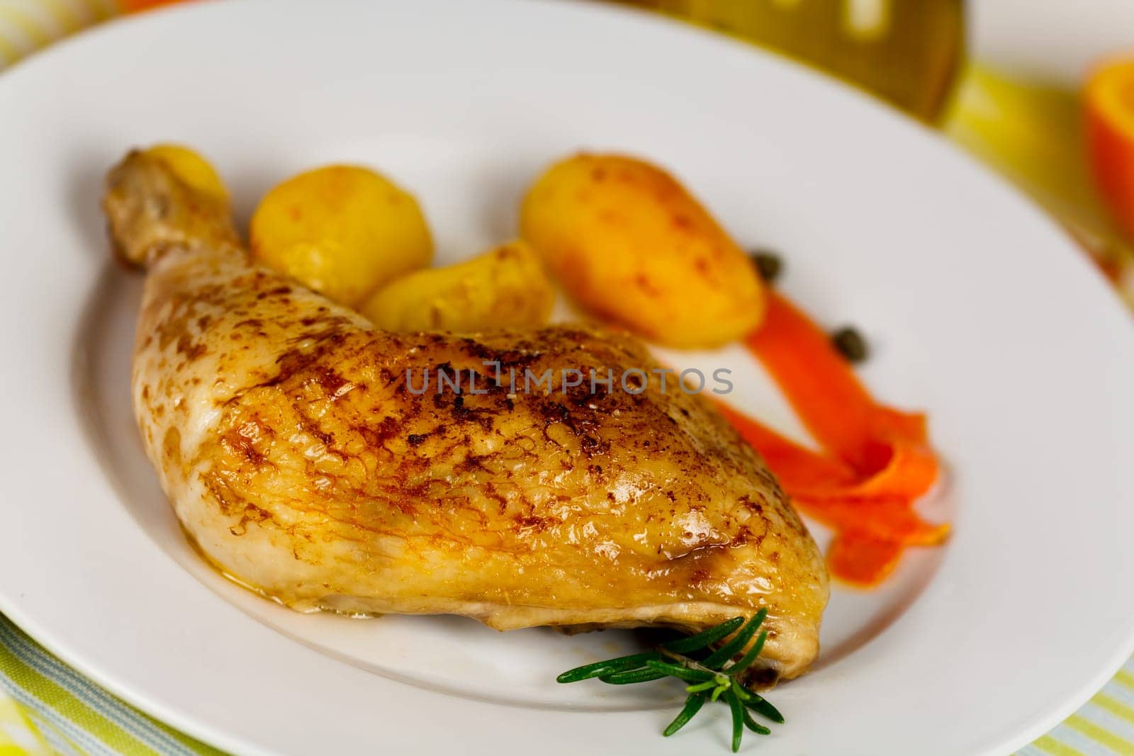 Chicken leg,fried,French fries