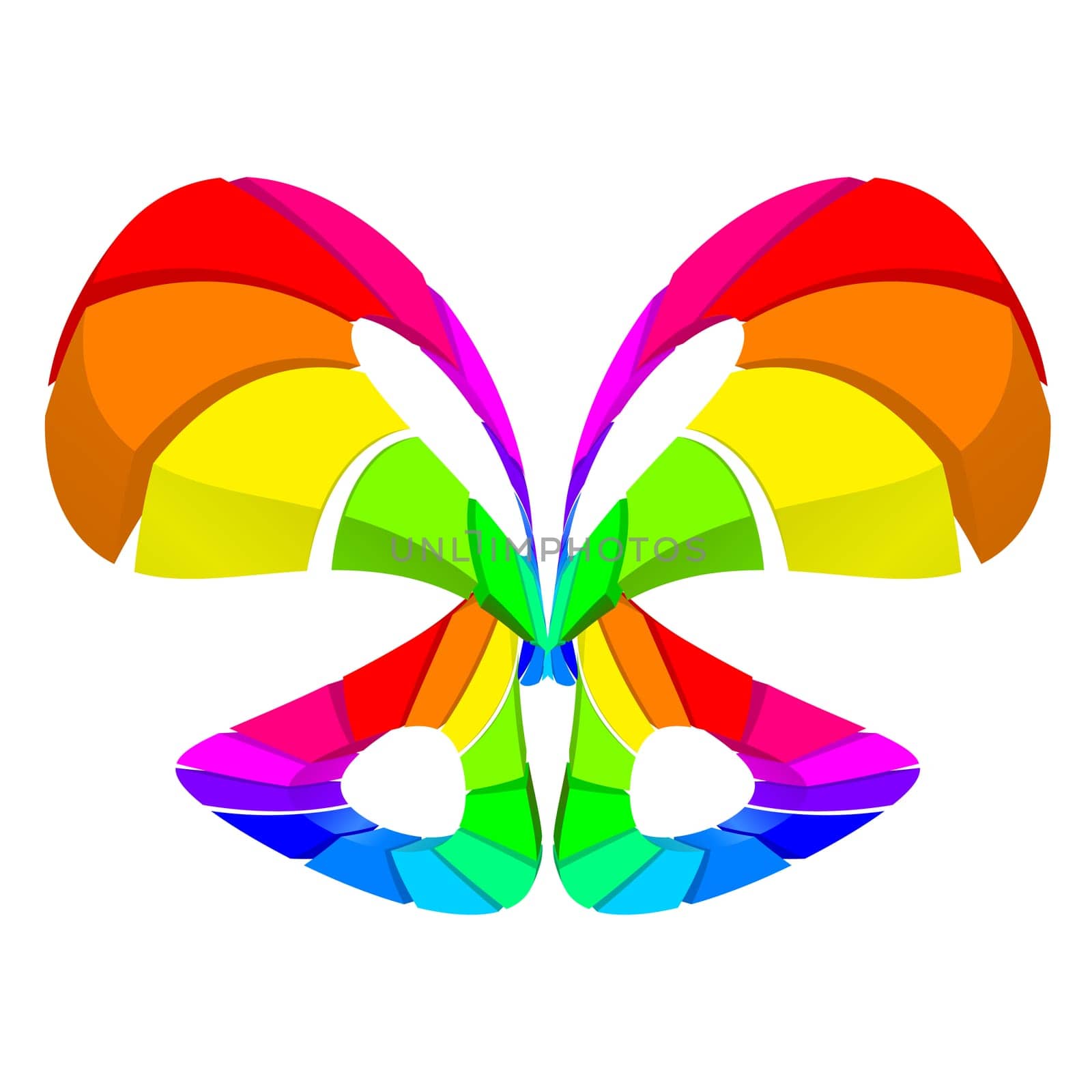 Abstract colorful butterfly over white for design