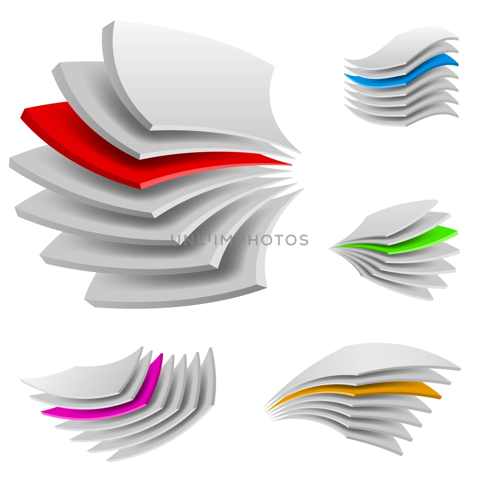 Curved Multi layers. Illustration of the designer on a white background