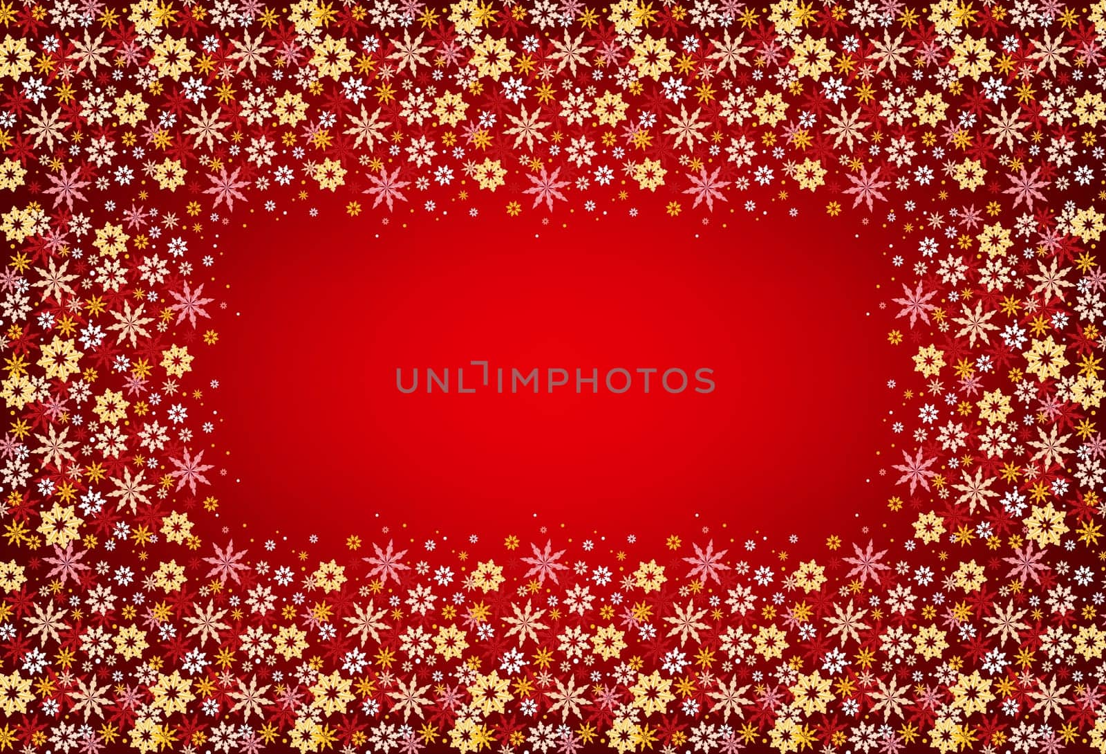 Snowflakes frame on red background. Illustration for design
