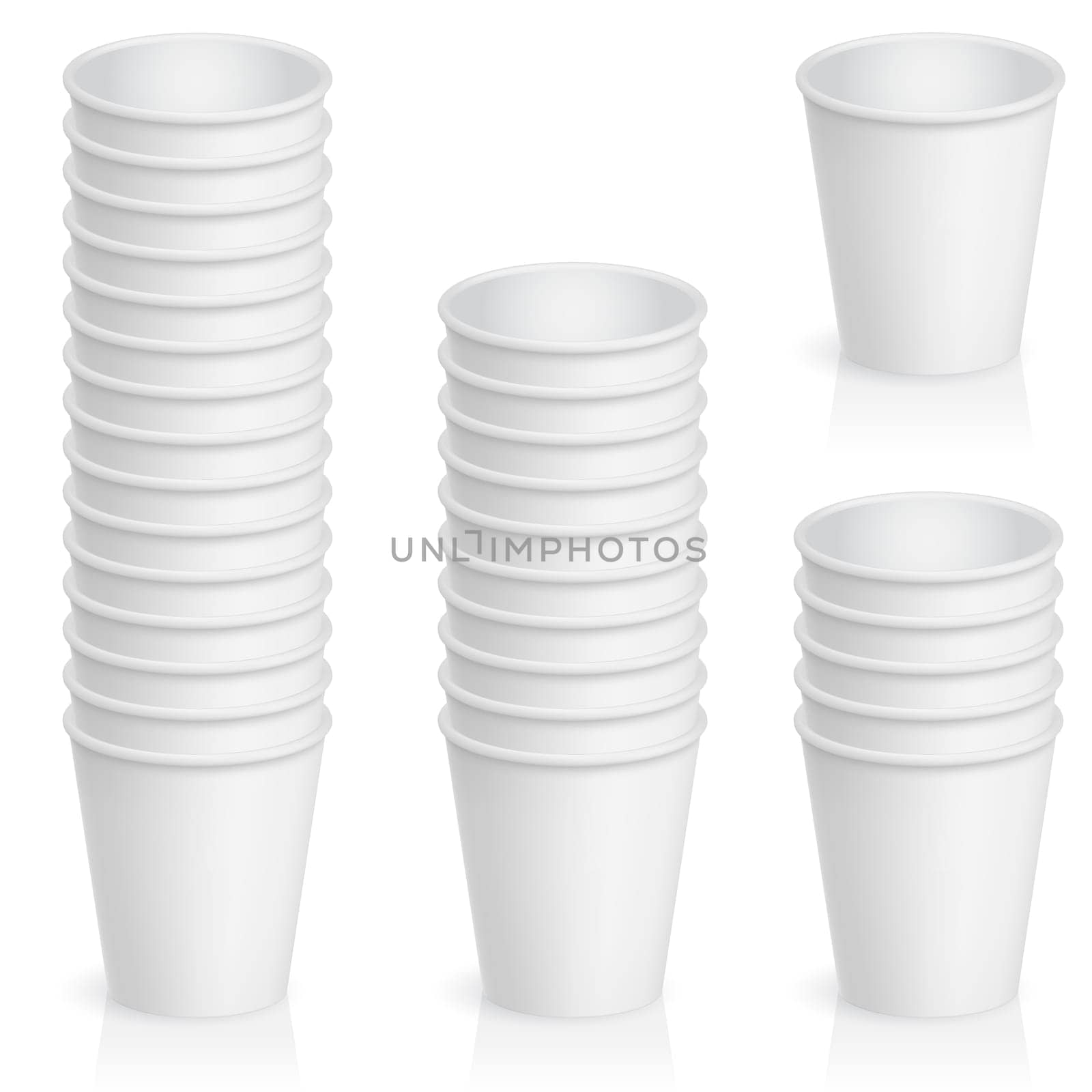Set of empty paper cup. Illustration of the designer on a white background