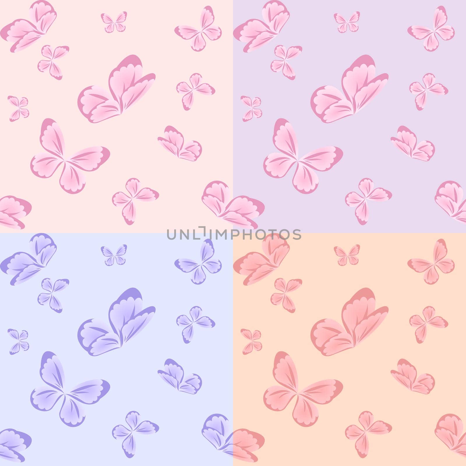 Set of different backgrounds of butterflies. Illustration for design