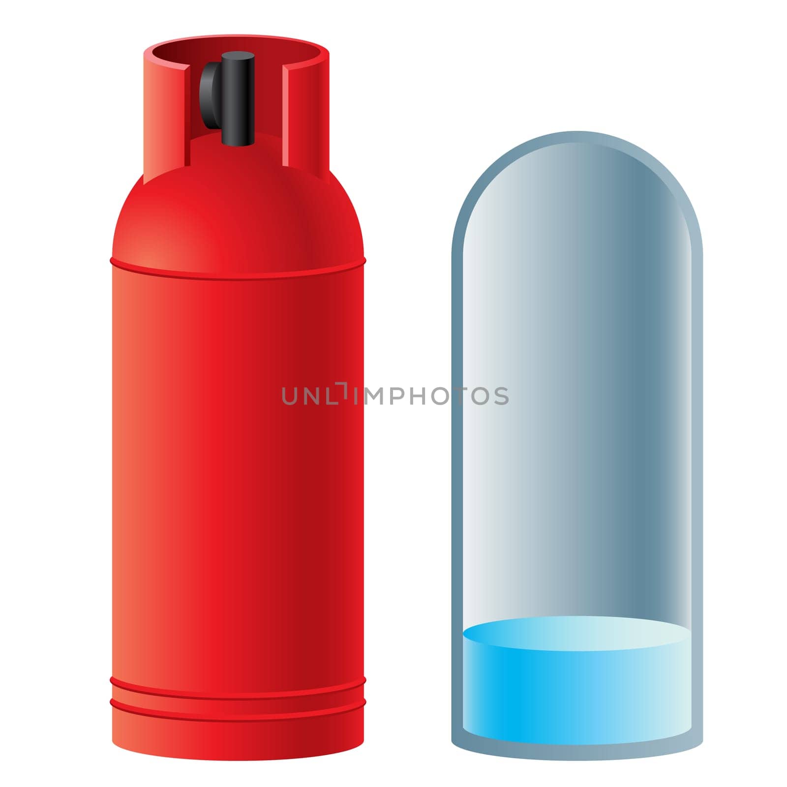 Red butane gas cylinder. Illustration on white background