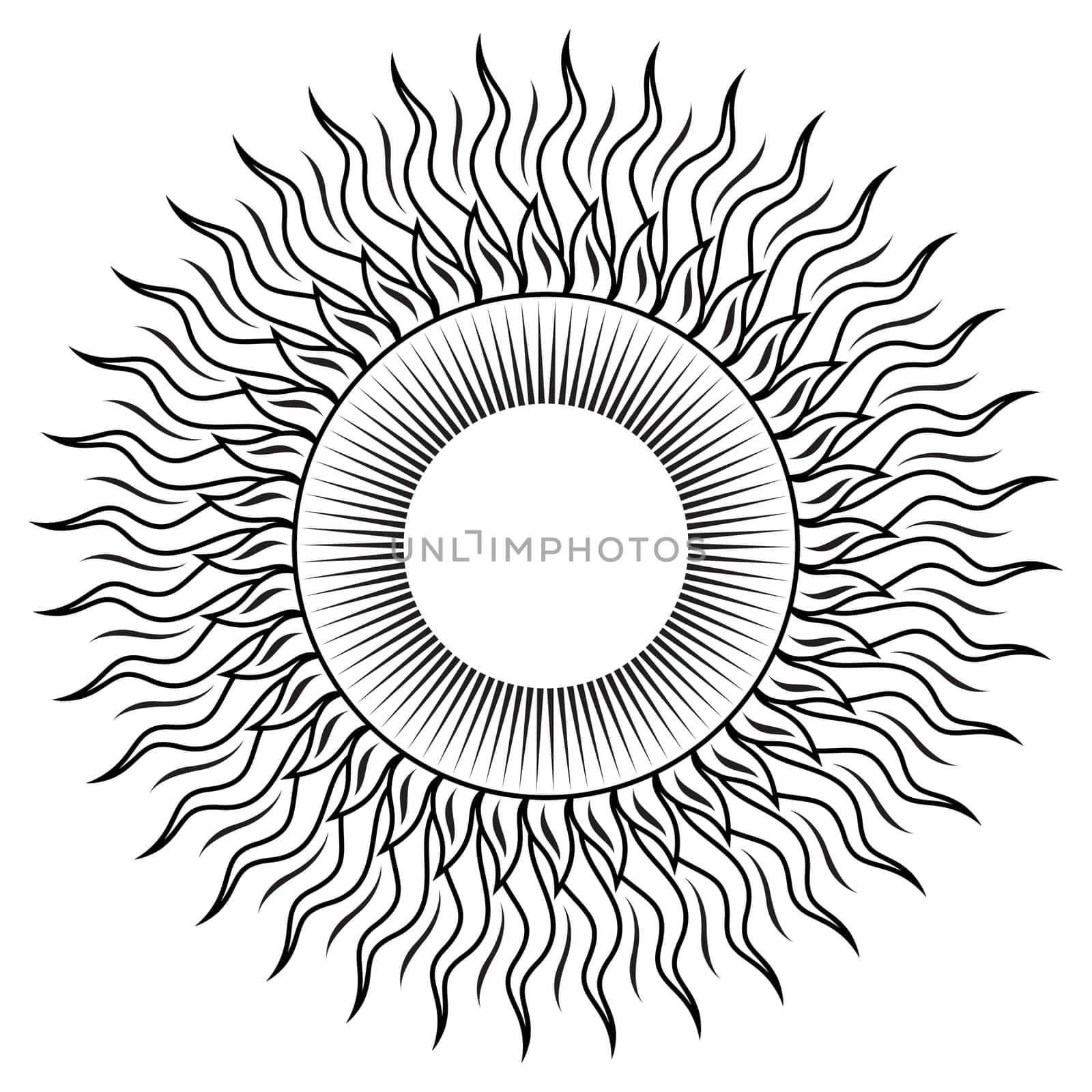 The summer sun. Illustration on white background for design