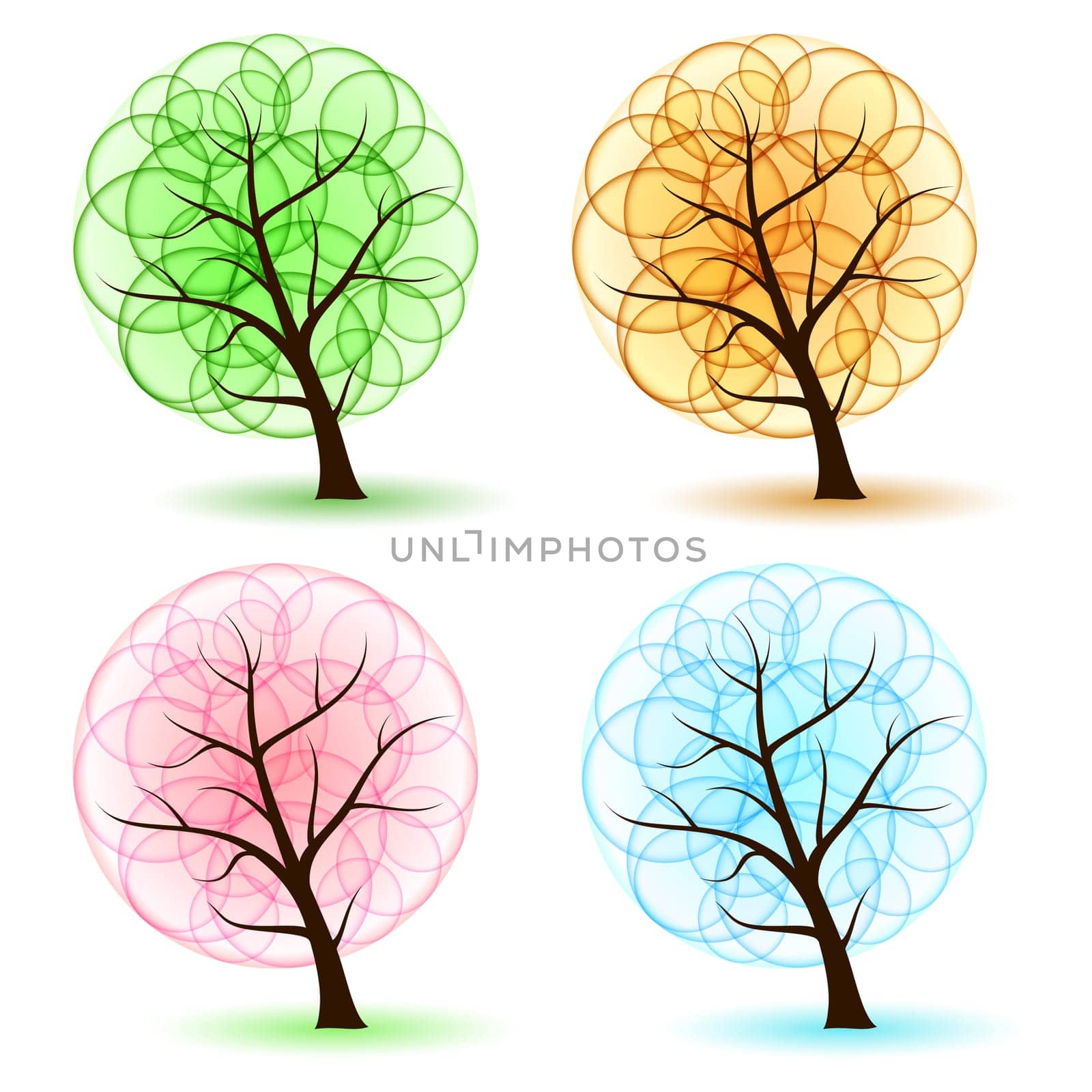Set Tree with abstract leafs, element for design.