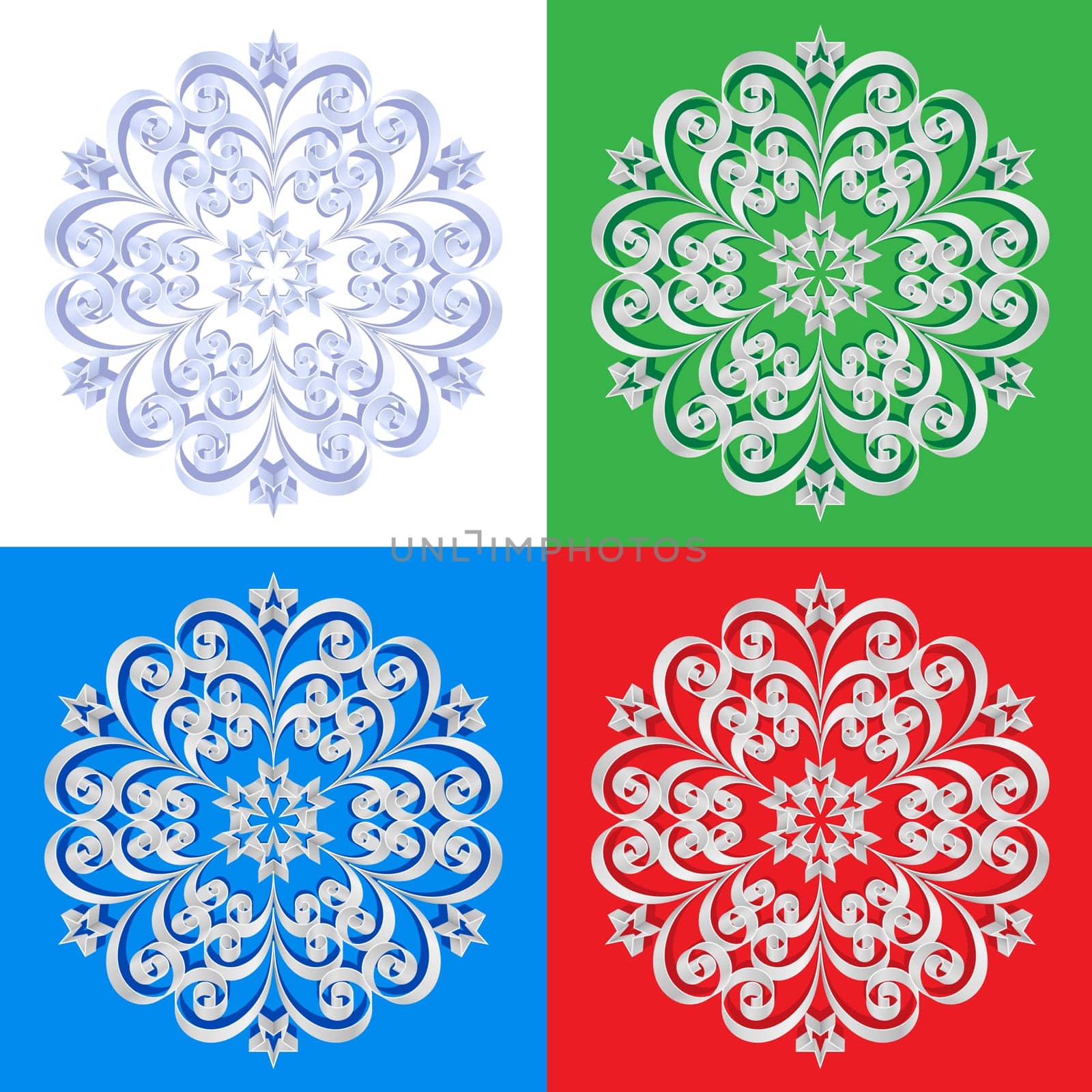 Abstract beautiful snowflakes on a colorful background illustration designer