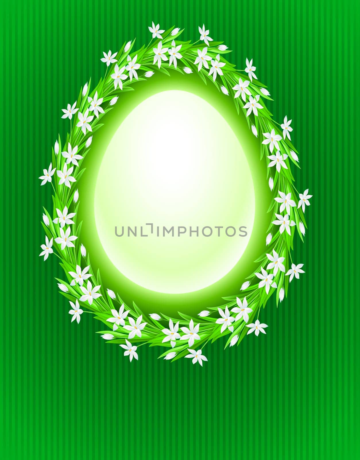 Spring egg composition. Illustration on green background for design