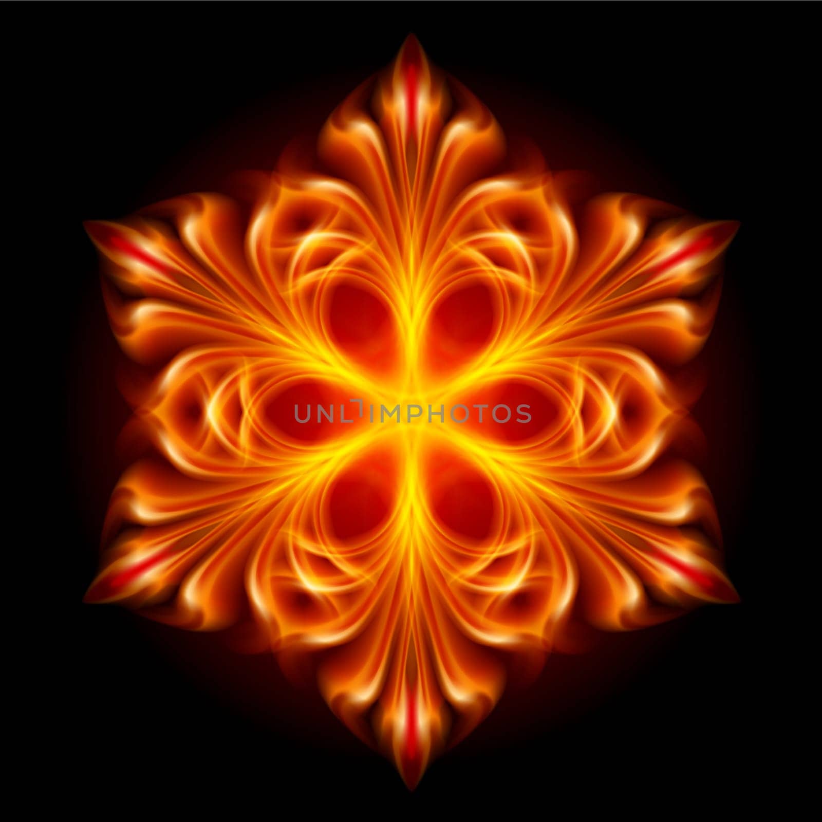Abstract red snowflake. Illustration on black background