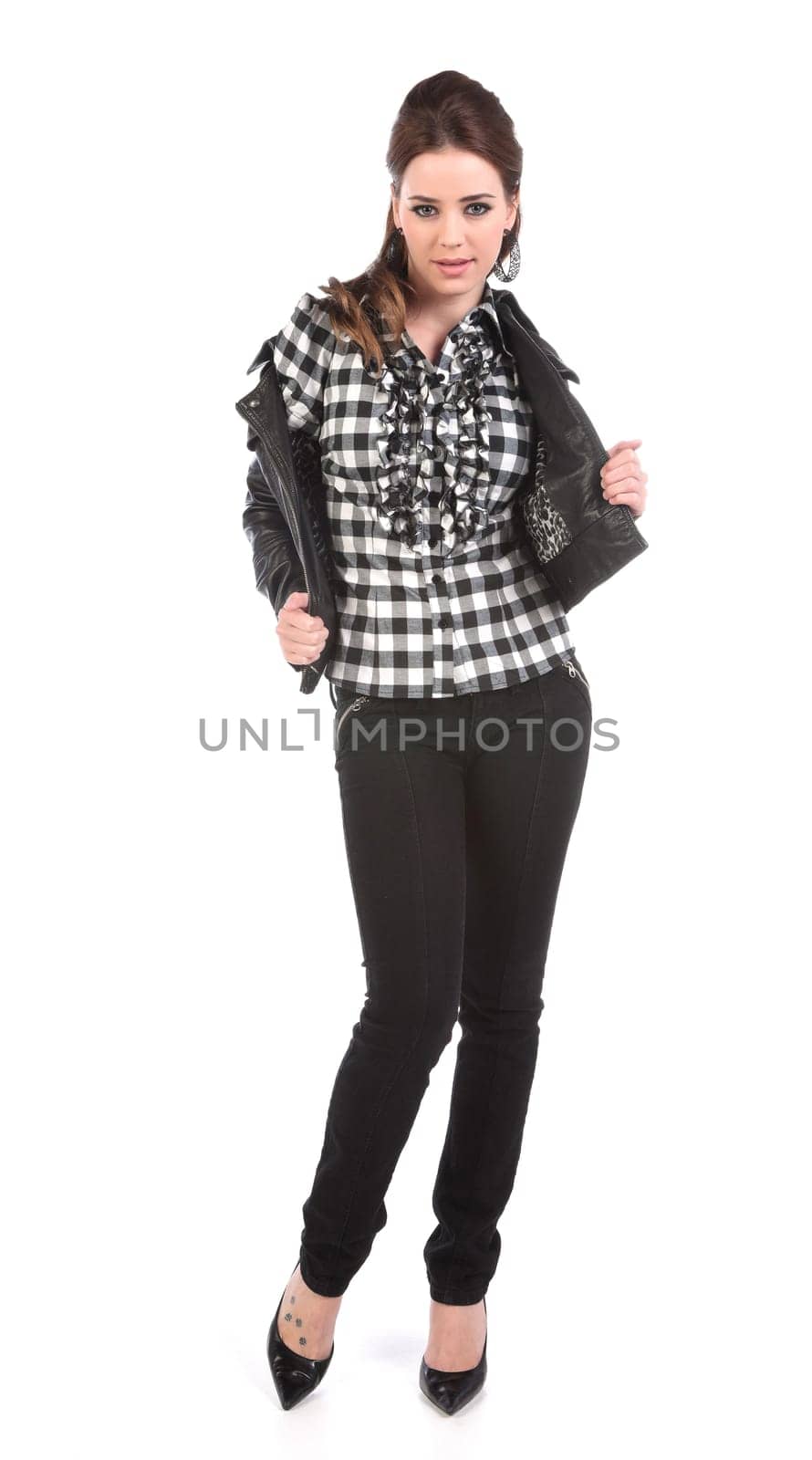 beautiful young woman fashion model in studio