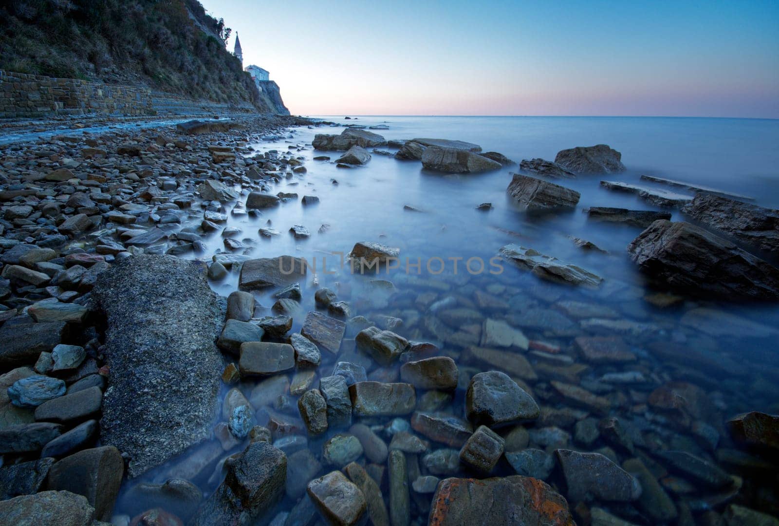 Beautiful seascape at dusk in Piran - Slovenia