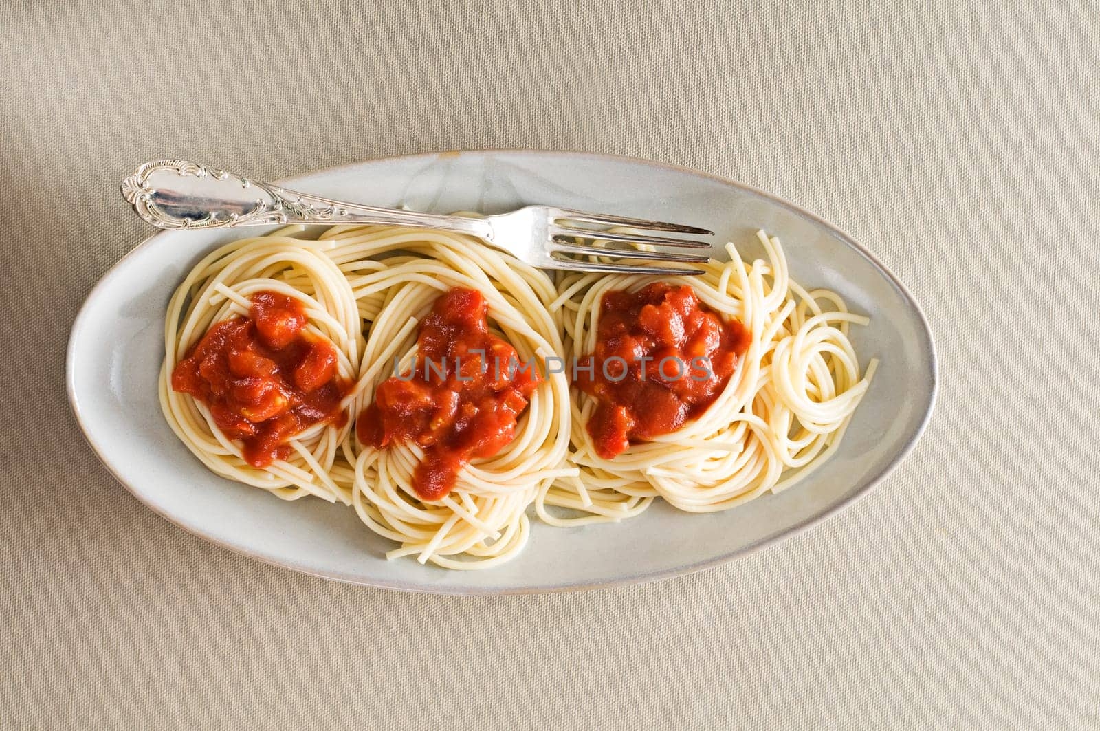 Spaghetti with tomato sauce close up shoot
