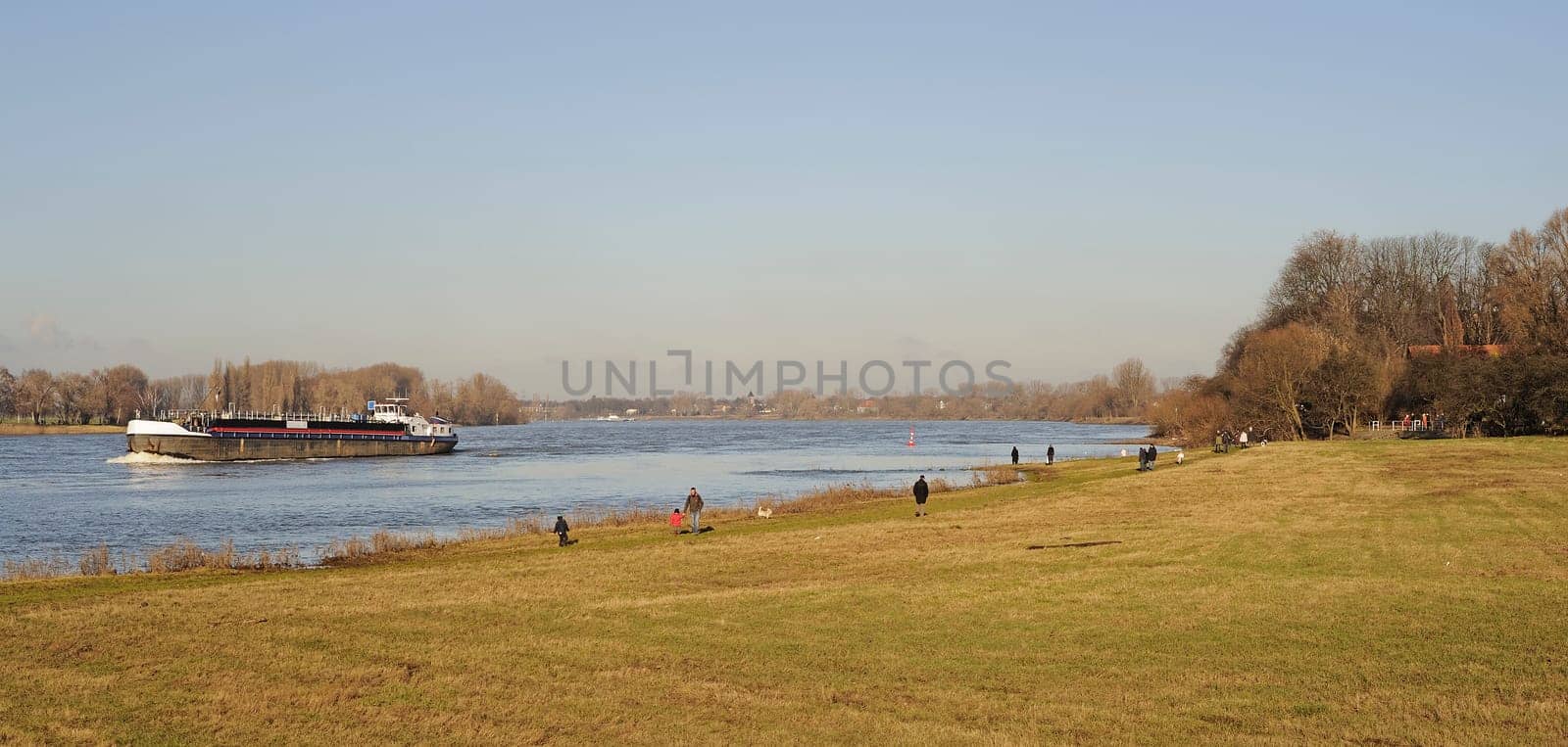 The Rhine landscape in Kaiserswerth near Düsseldorf in Germany