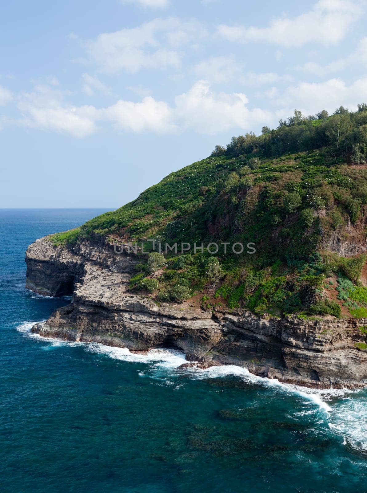 Cliffs housing bird sanctuary at Kilauea on north shore of Kauai