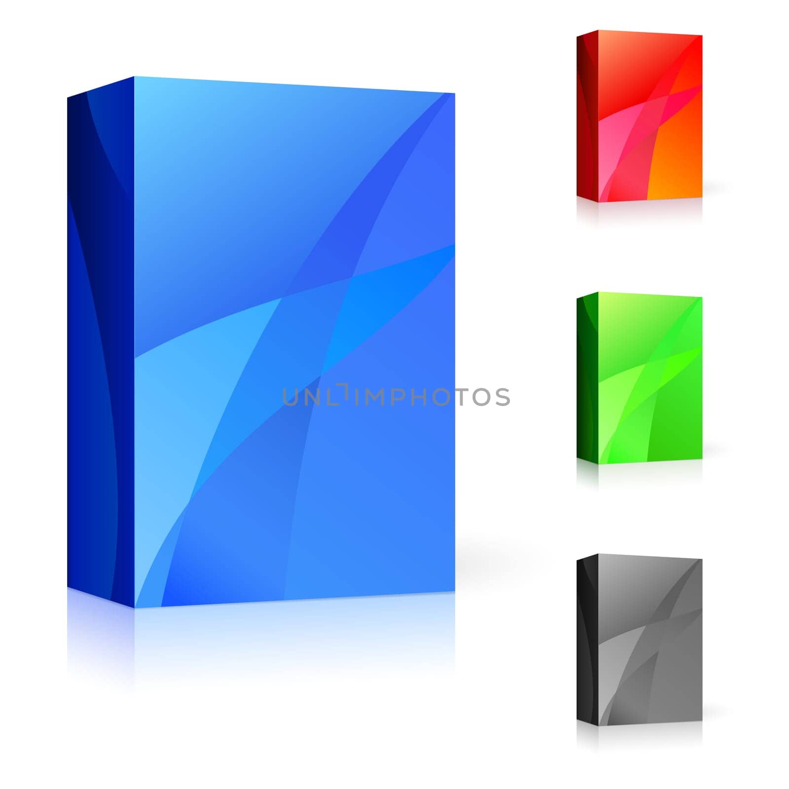 CD box of different colors. Illustration on white background for design.