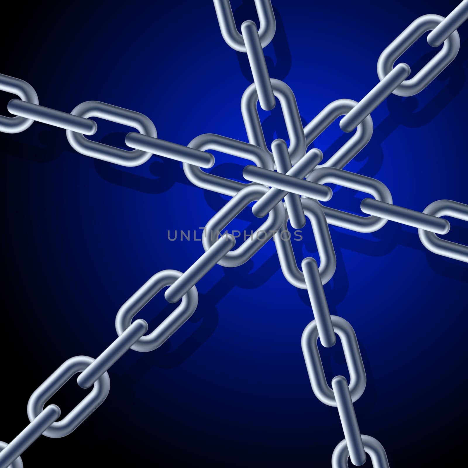 Chain. Illustration on blue background for design
