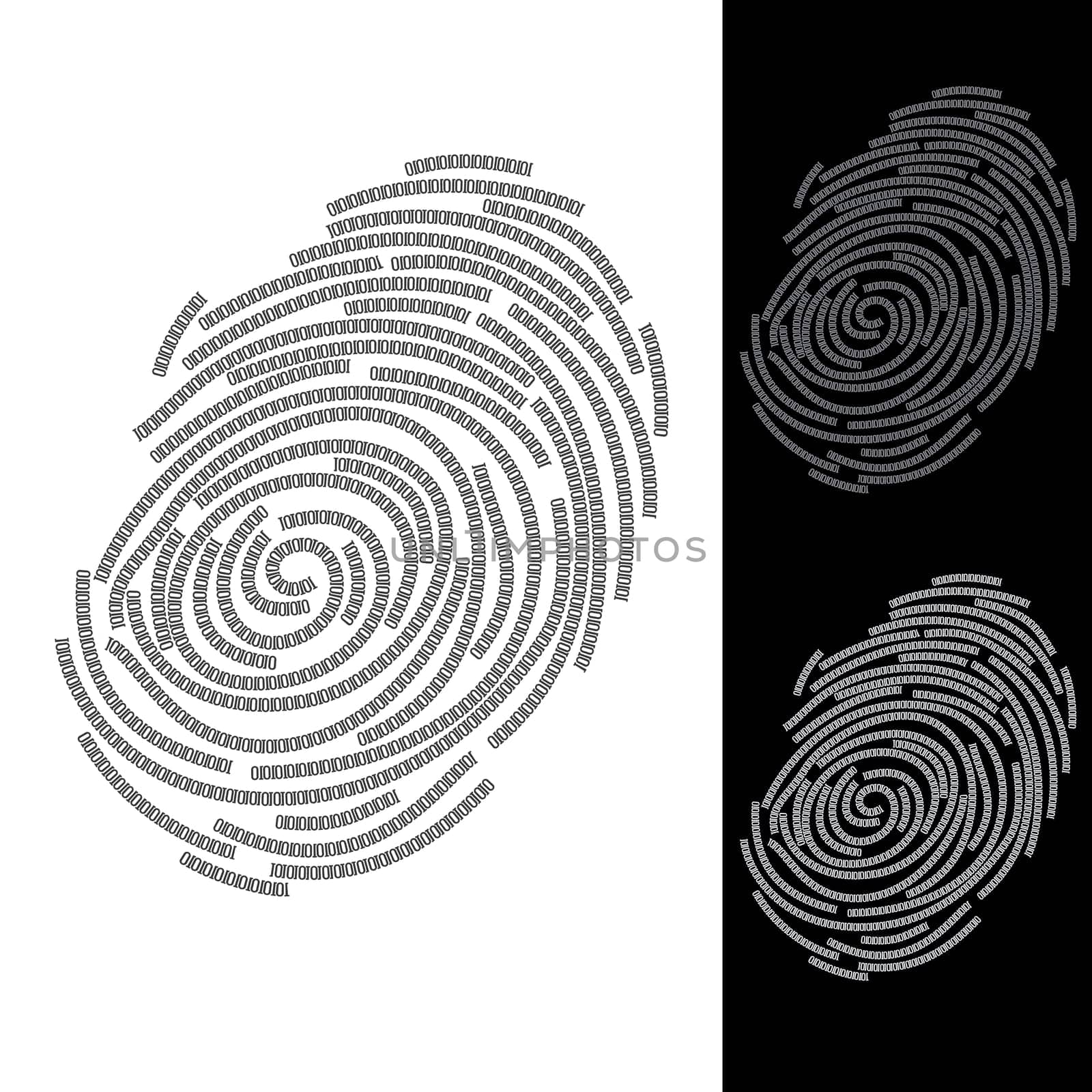 Abstract fingerprint. Illustration on blue and black background
