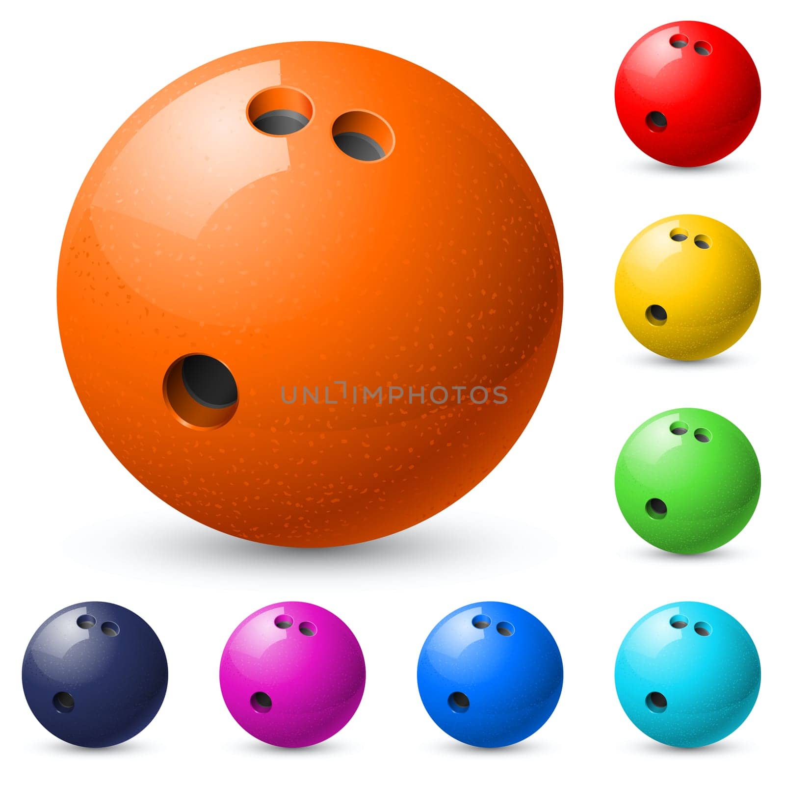 Set of bowling balls. Illustration on white background.