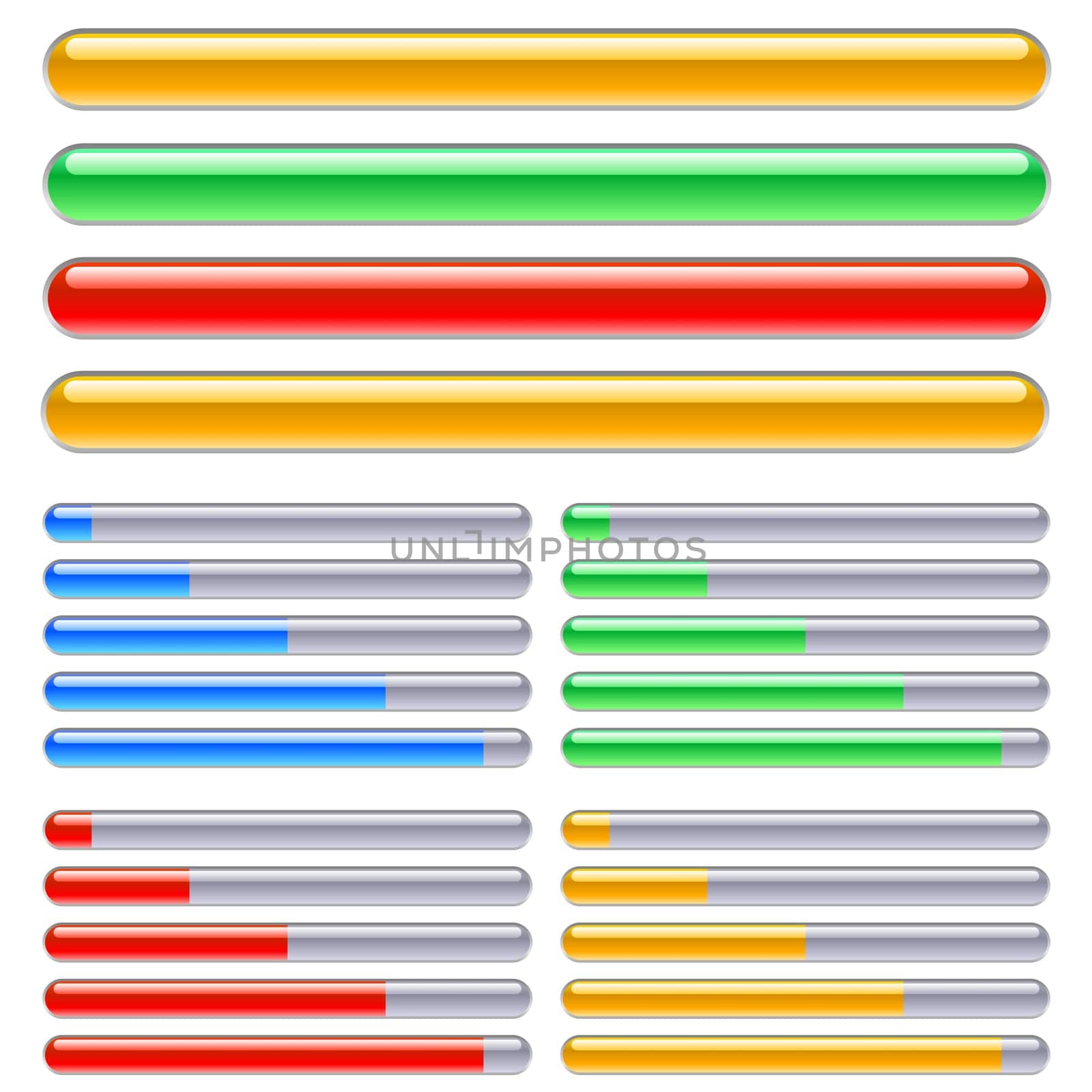 Indicator of progress in different colors. Illustration on white background