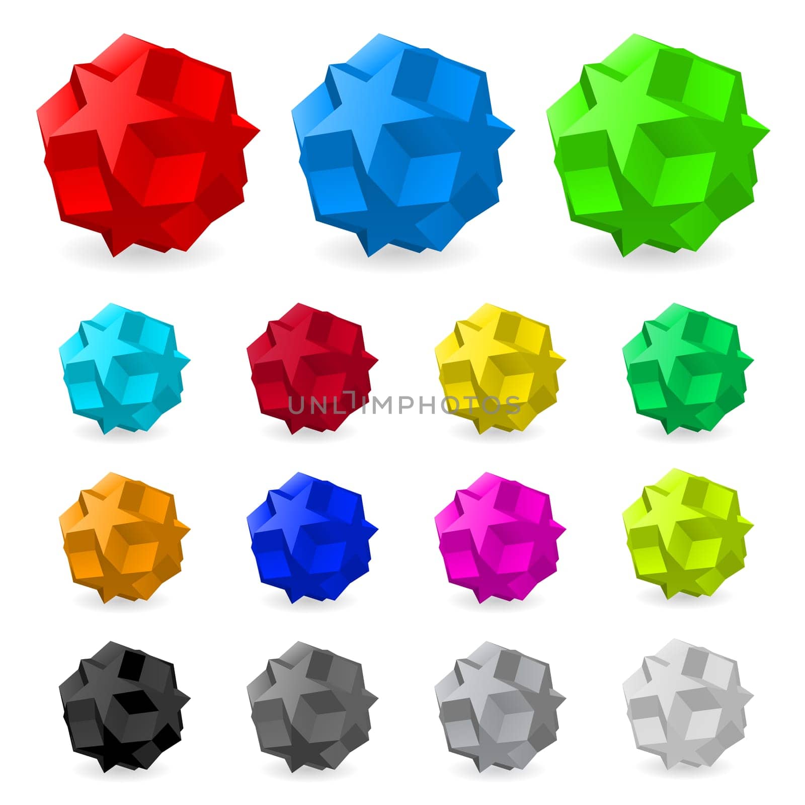 Abstract star in various combinations of position for training