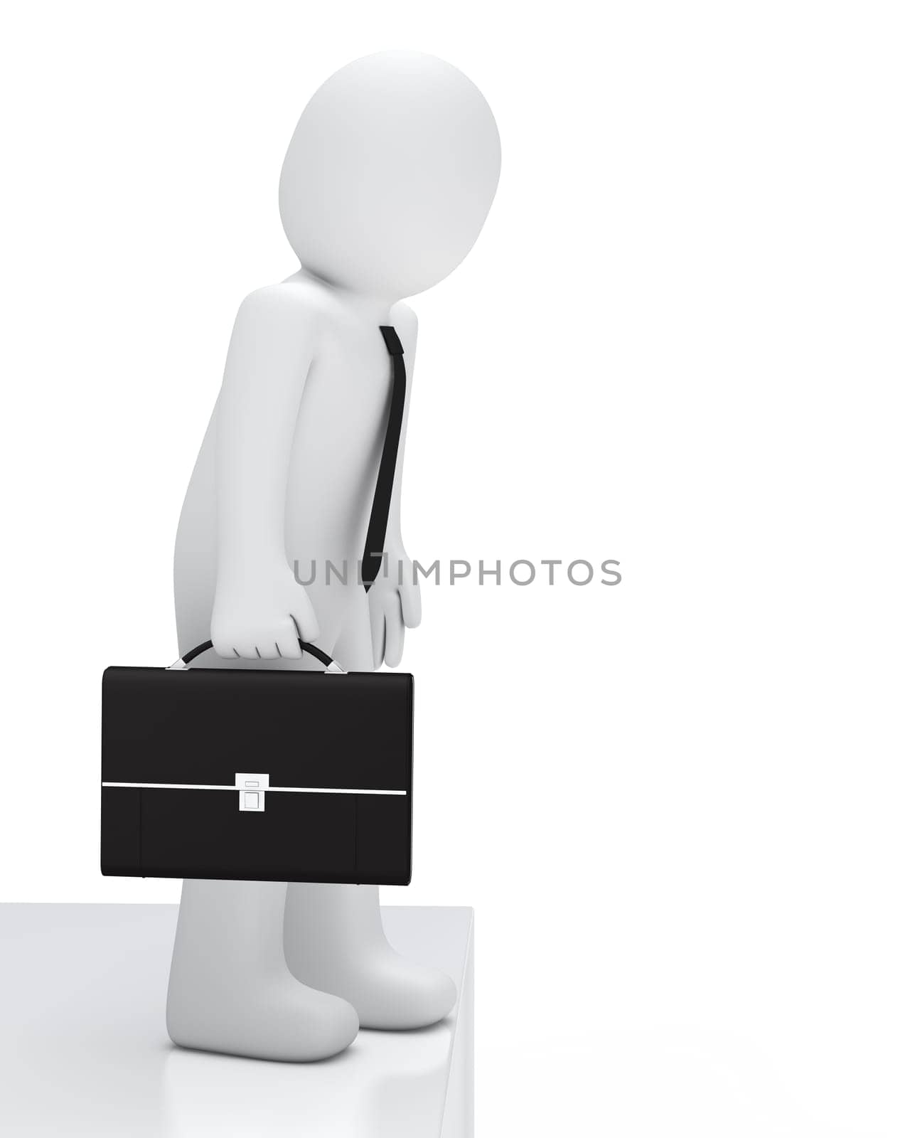 Businessman with briefcase look a canyon down