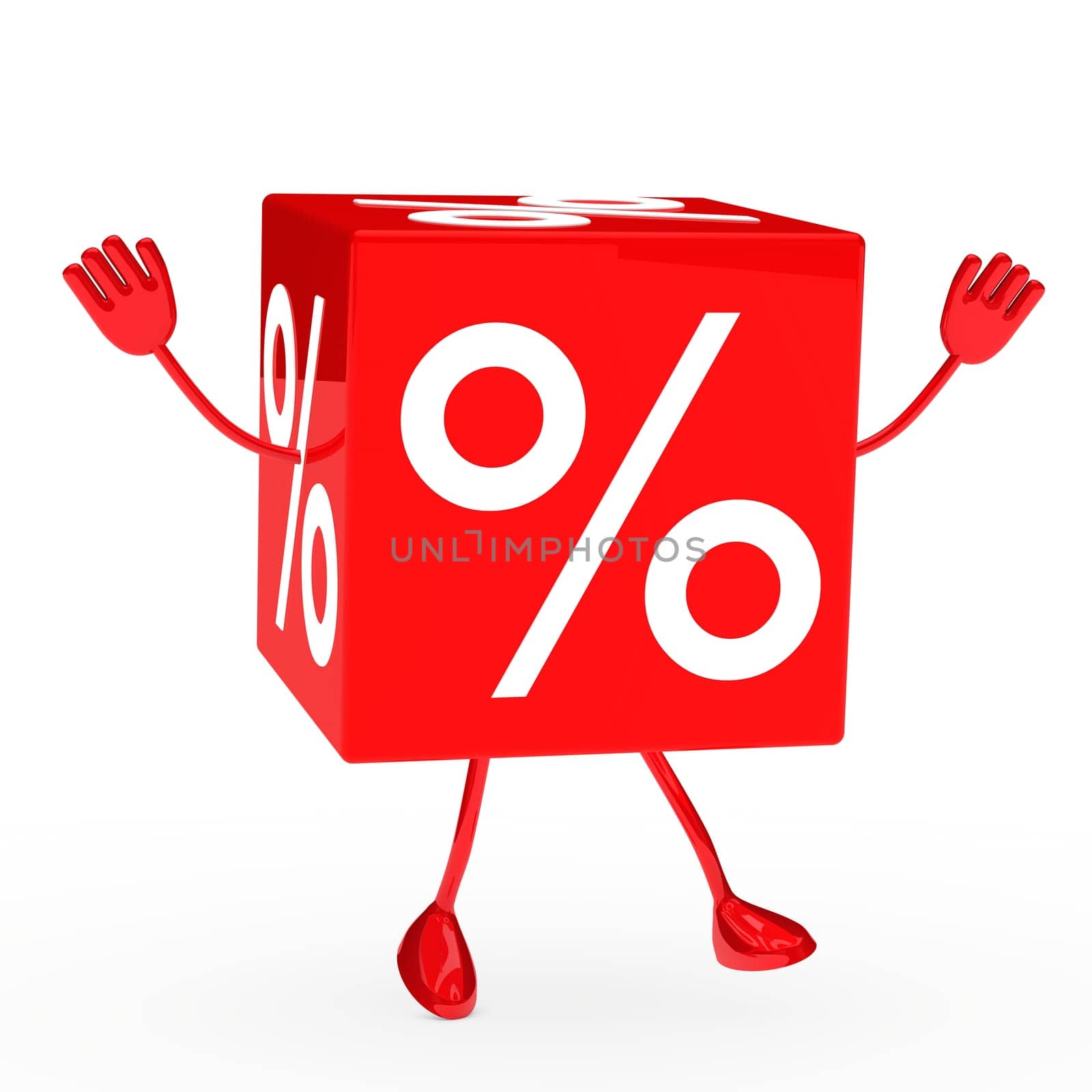 red sale cube wave hands and jump